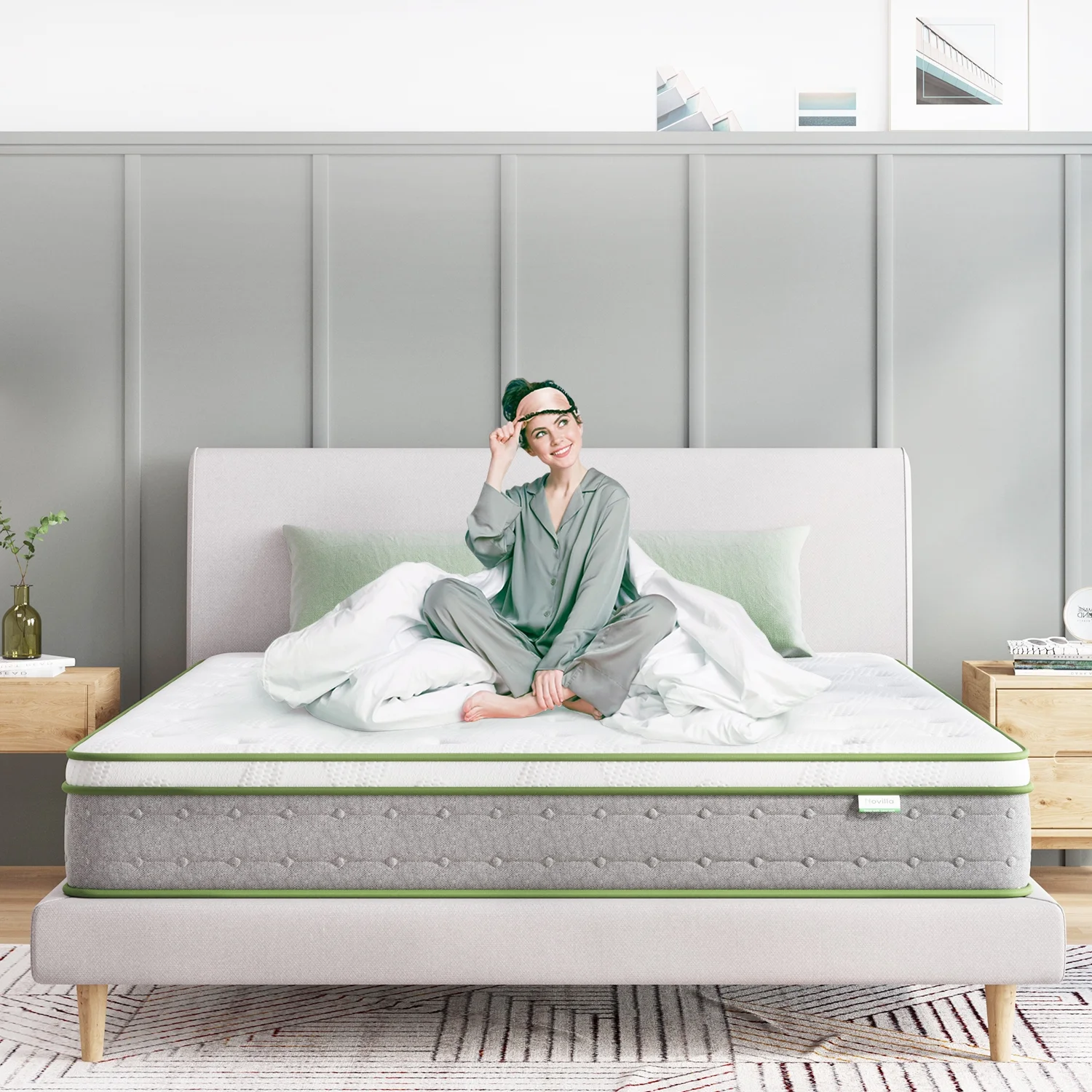 Novilla 10'' Pocket Spring Hybrid Mattress in a Box for Cool Sleep, Queen Size Mattress