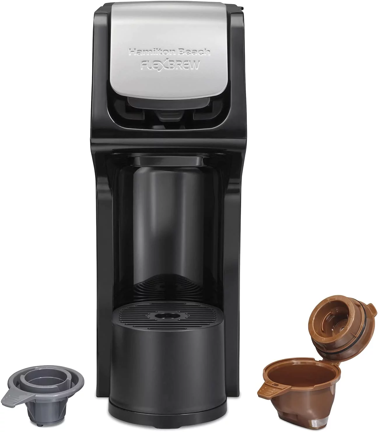 Hamilton Beach 49900 FlexBrew Single-Serve Coffee Maker Compatible with Pod Packs and Grounds, 8 ounces, Black-Fast Brewing