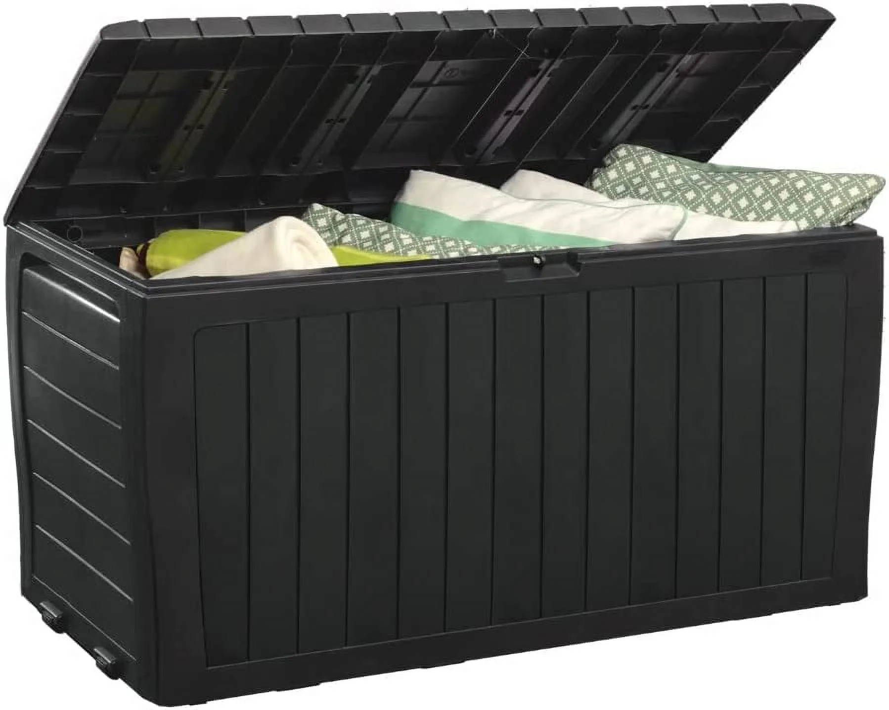 71 Gallon Resin Deck Box-Organization and Storage for Patio Furniture Outdoor Cushions, Throw Pillows, Garden Tools and Pool Toys, Dark Grey
