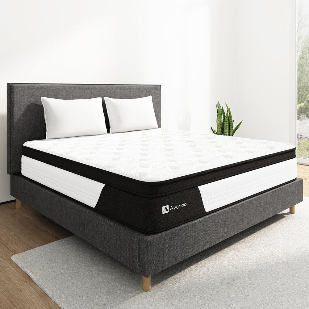 Avenco Queen Size Mattress Firm, 10-Inch Hybrid Mattress in a Box, 5 Zone Pocket Coils and Memory Foam, Edge Support