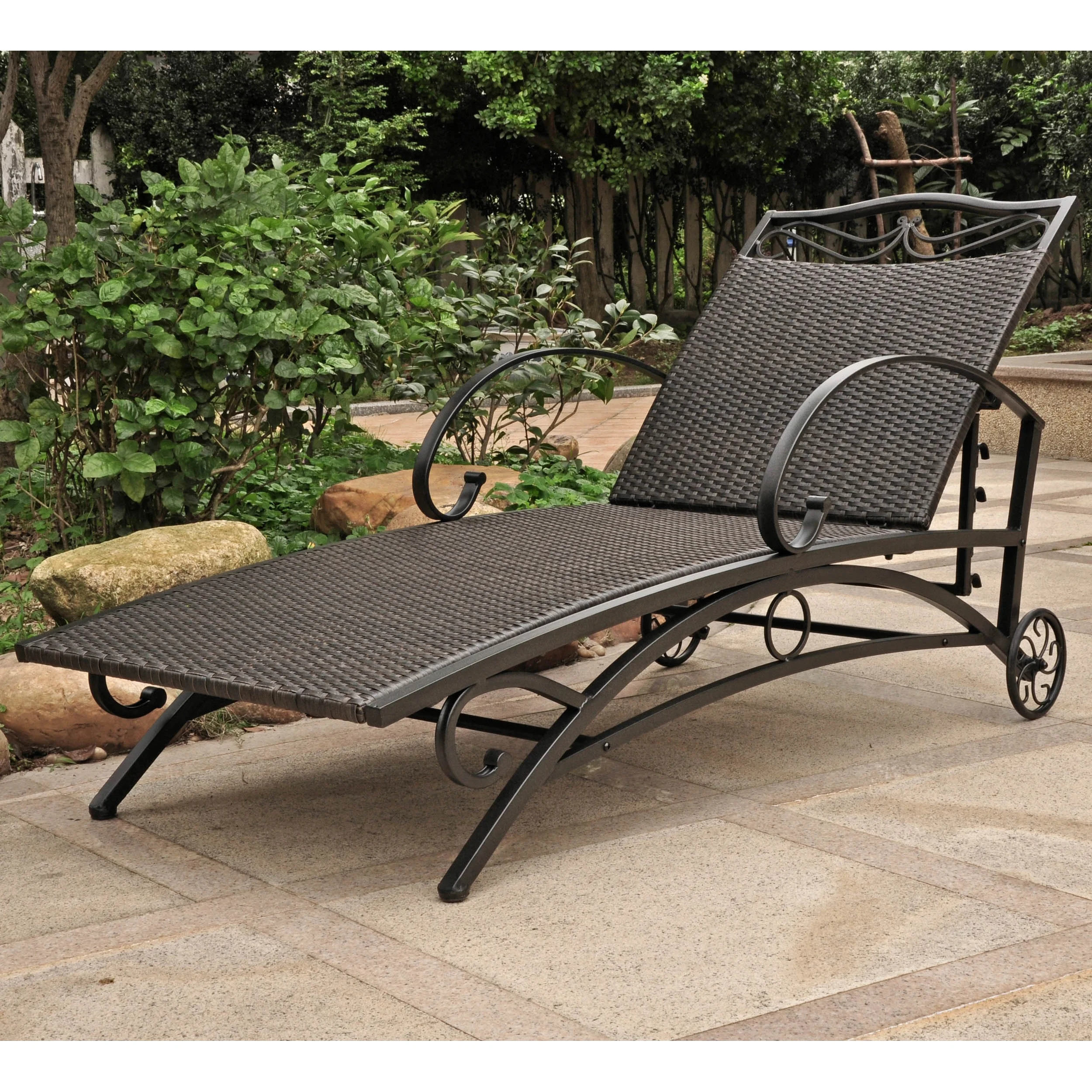 International Caravan Lisbon Wicker Contemporary Multi Position Patio Chaise Lounge