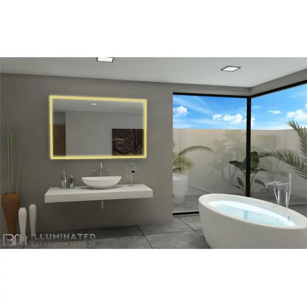 Paris Mirror GALA55363000 3920 Lumens 3000K Warm Color Galaxy Illuminated Lighted Mirror - 55 x 36 in.