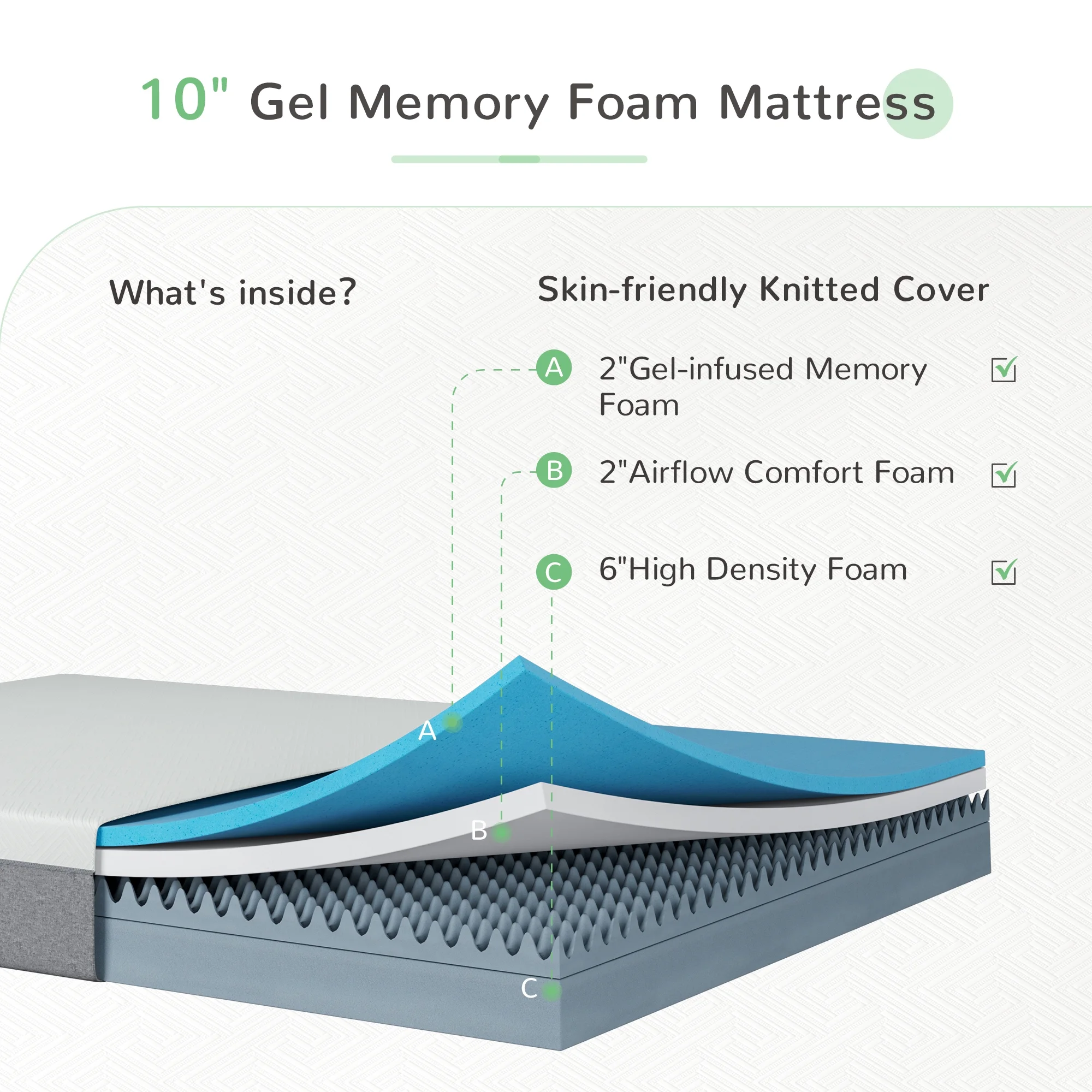 Novilla 10 inch Cooling Gel Memory Foam Mattress in a Box, California King Mattress