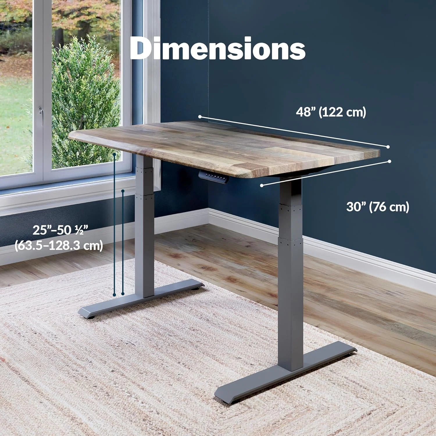 Vari ComfortEdge Electric Standing Stand Up Desk Ergonomic Work and Gaming Table, 48x30” Reclaimed Wood