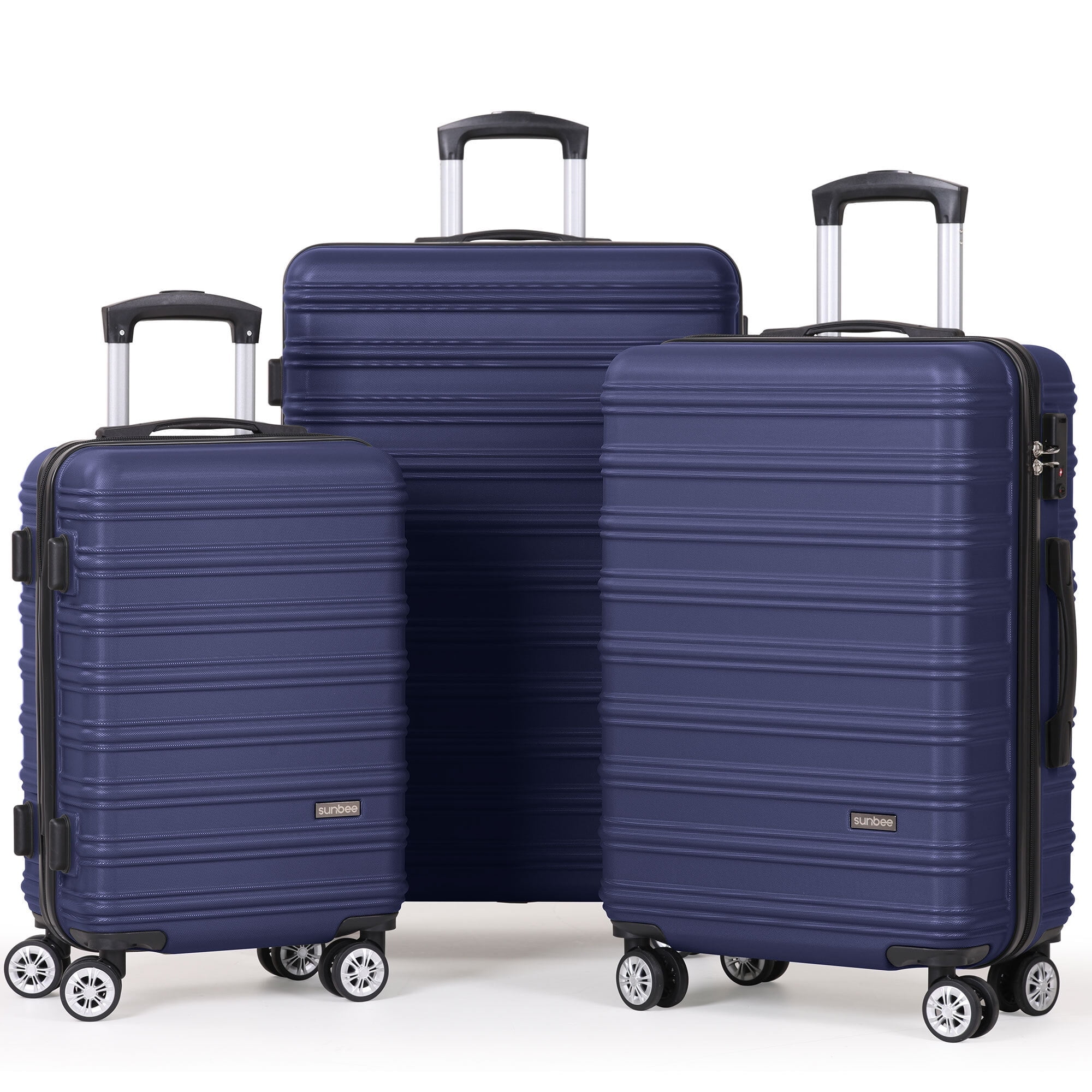 Sunbee 3 Piece Luggage Sets, ABS Hardshell Hardside TSA Lock Lightweight Durable Spinner Wheels Suitcase, Green