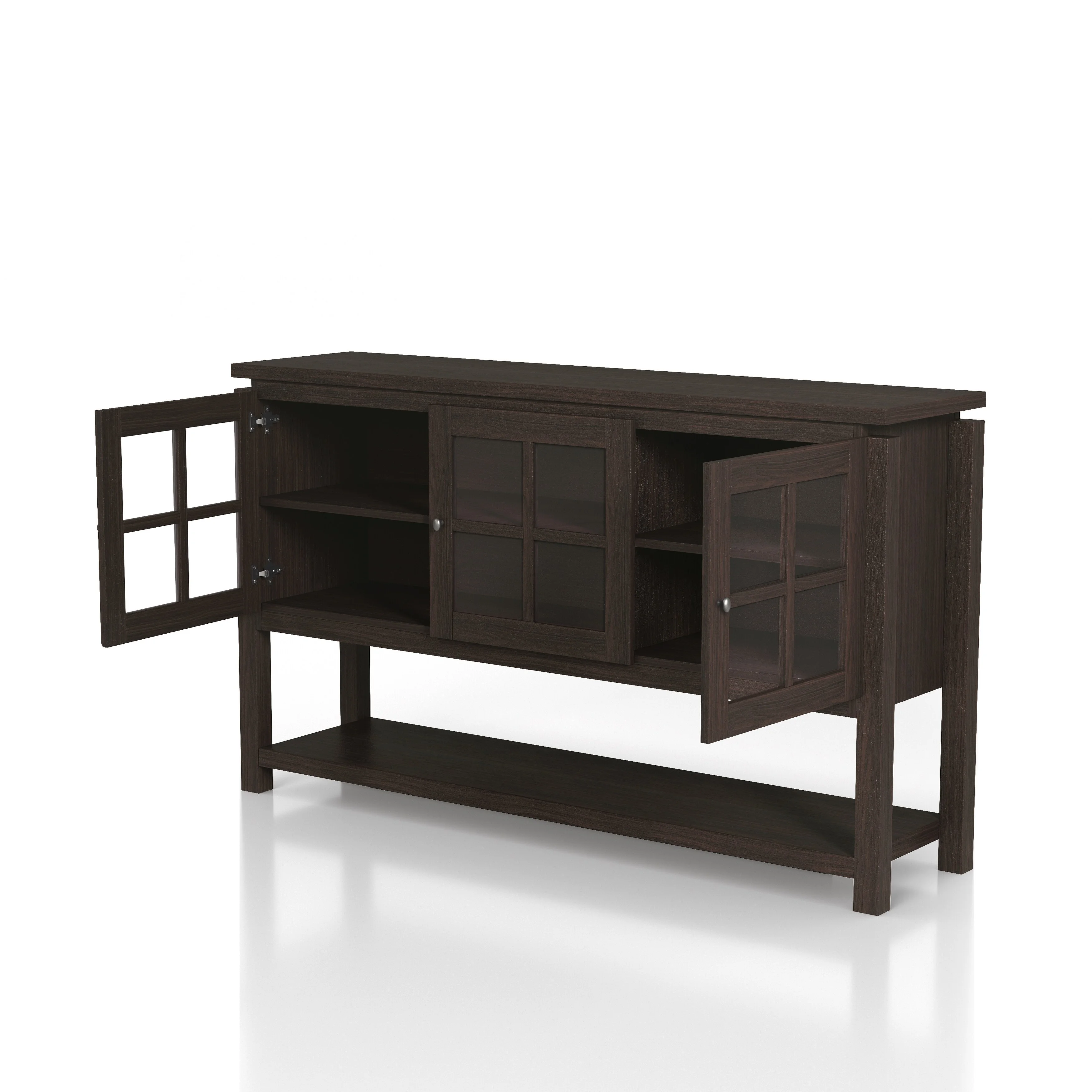Furniture of America Wins Modern Farmhouse 5-shelf Buffet Table Walnut 59