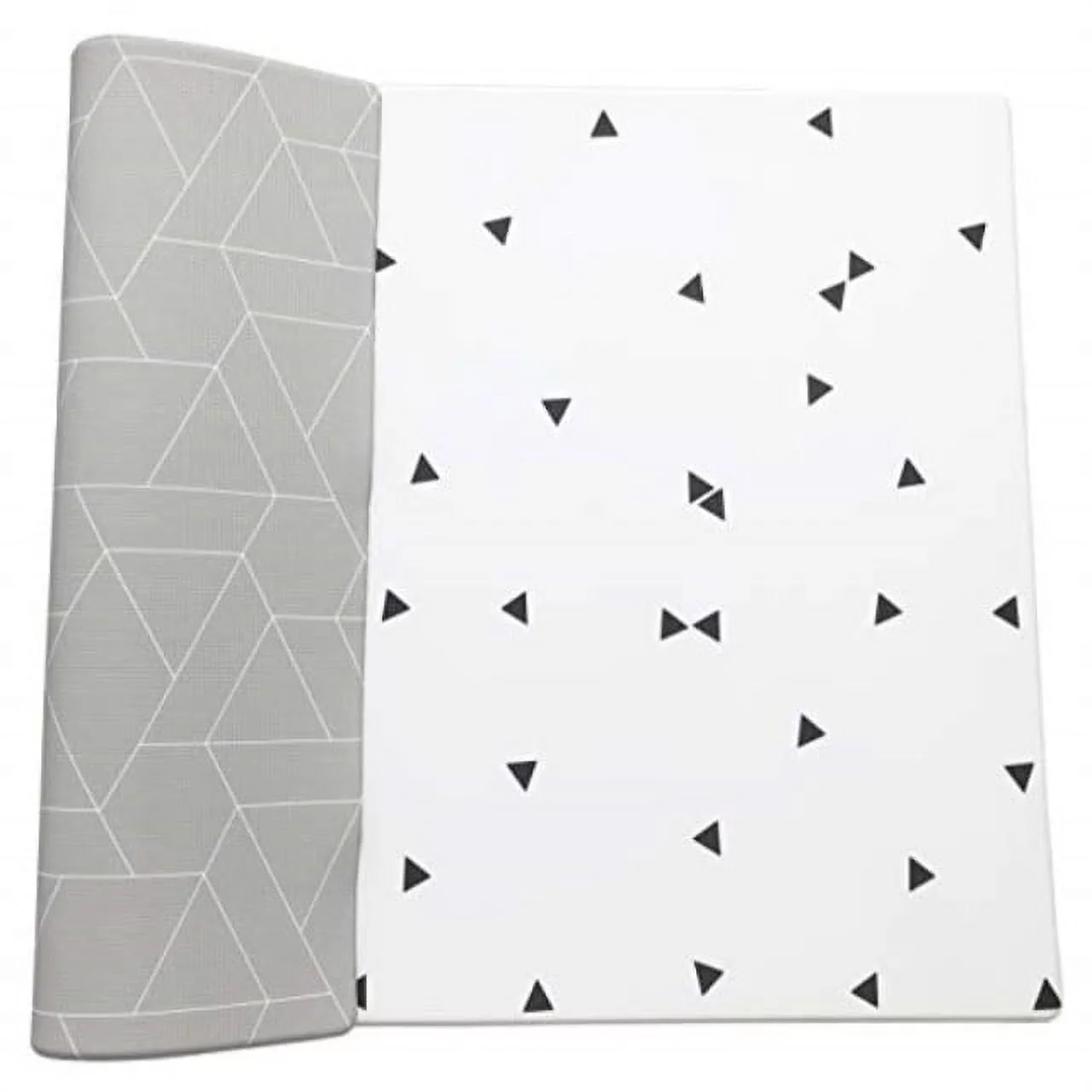Little Bot Ofie Baby Play Mat, Zen Line + Triangle, Reversible Foam Floor Mat, Waterproof, 6.5 ft x 4.5 ft, Non-Toxic