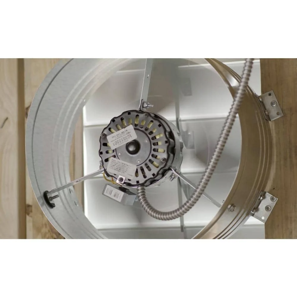 1450 CFM Silver Galvanized Electric Powered Gable Mount Attic Fan with Automatic Shutter