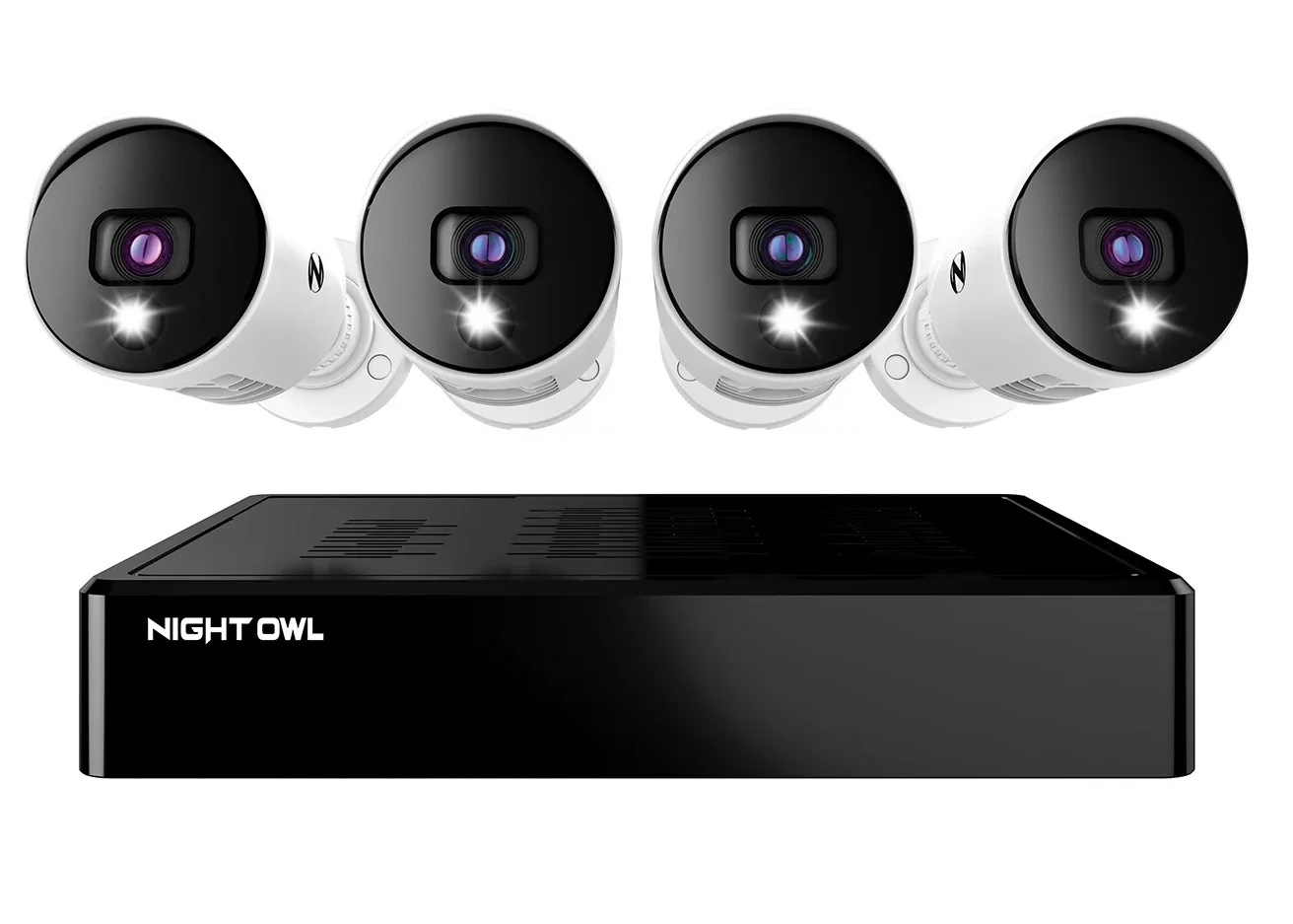 Night Owl CL-BTD81-44L Expandable Bluetooth DVR with 4 Wired Ultra HD Spotlight Cameras and 1TB Hard Drive