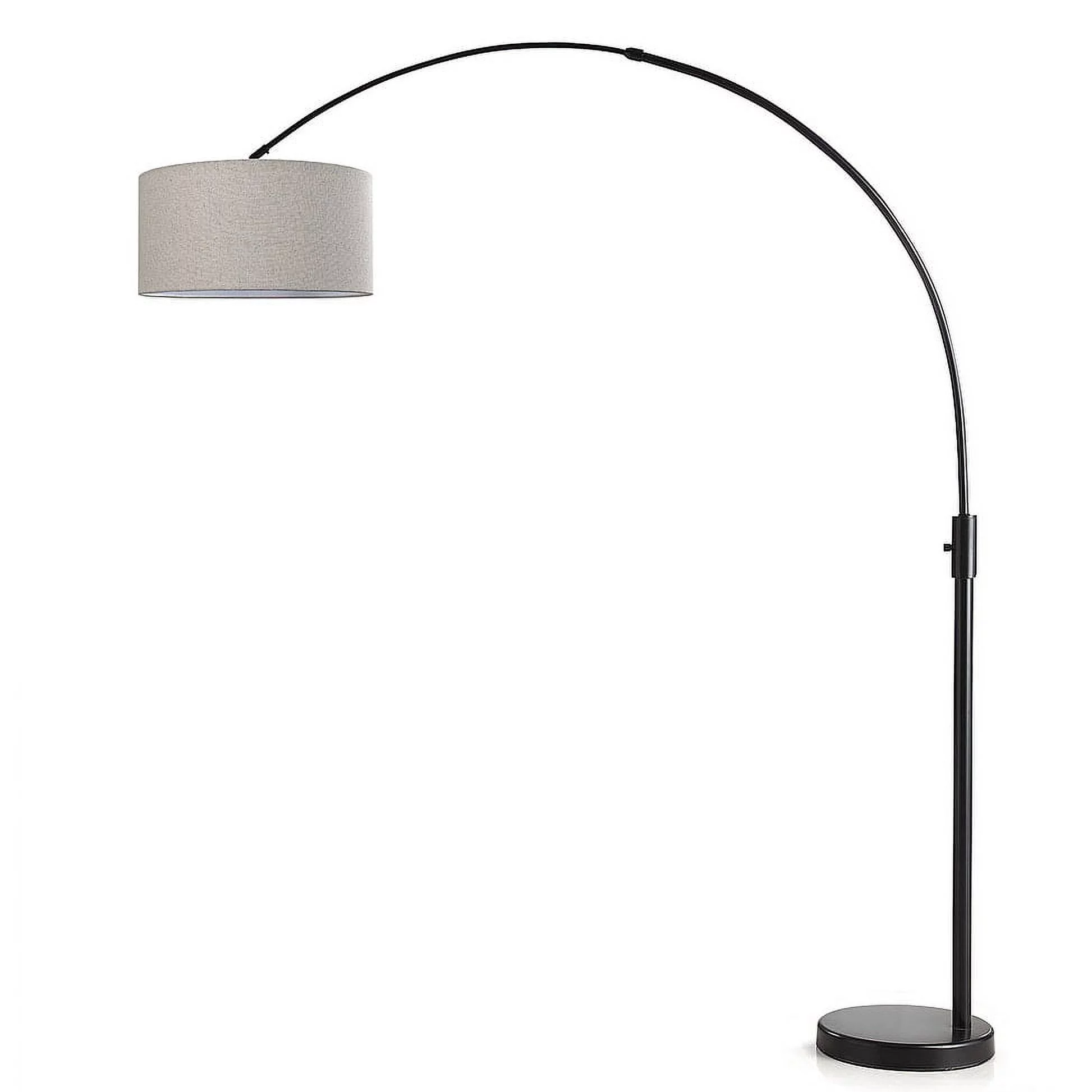 HomeGlam Orbita 82-In Retractable Arch Dimmable Floor Lamp include with15W LED Bulb Drum Tan Shade