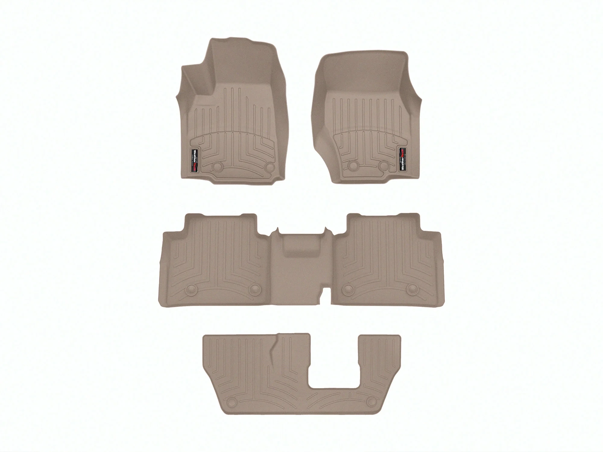 WeatherTech Custom Fit FloorLiners compatible with 2022-2024 Jeep Grand Cherokee L - Complete Set (1st, 2nd, & 3rd Row), Tan