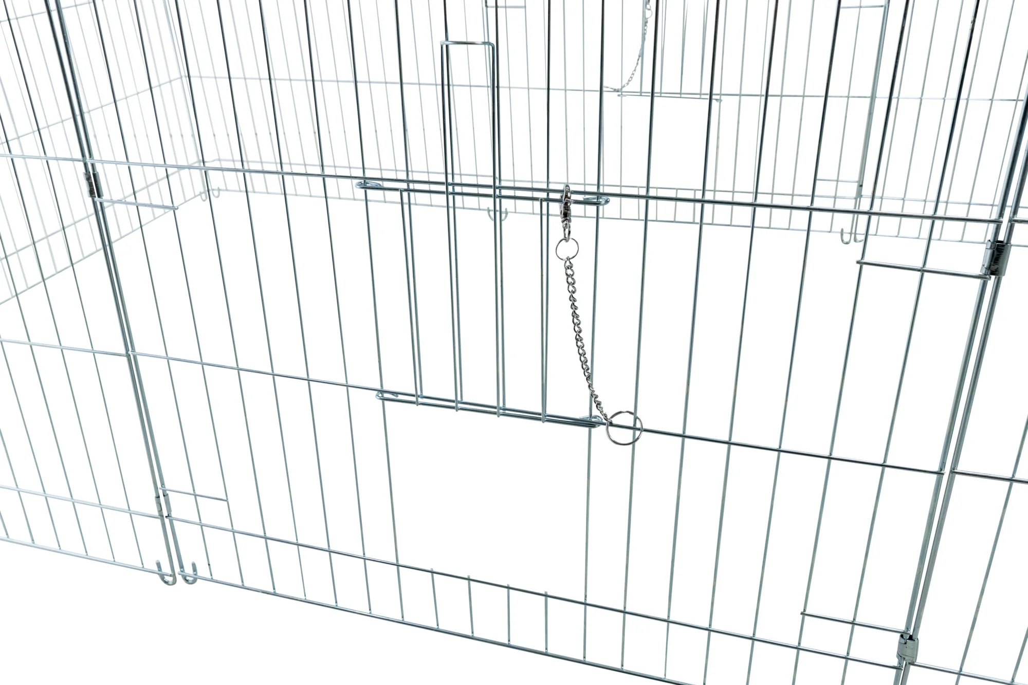TRIXIE Enclosed Outdoor 55 cu. Ft. Galvanized Metal Small Animal Cage with 5 Doors, Silver