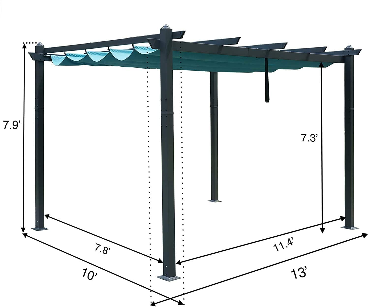 Kozyard Atlantics Outdoor 10ft W x13ft D Extra Large BBQ Grill Pergola with Canopy (Blue)