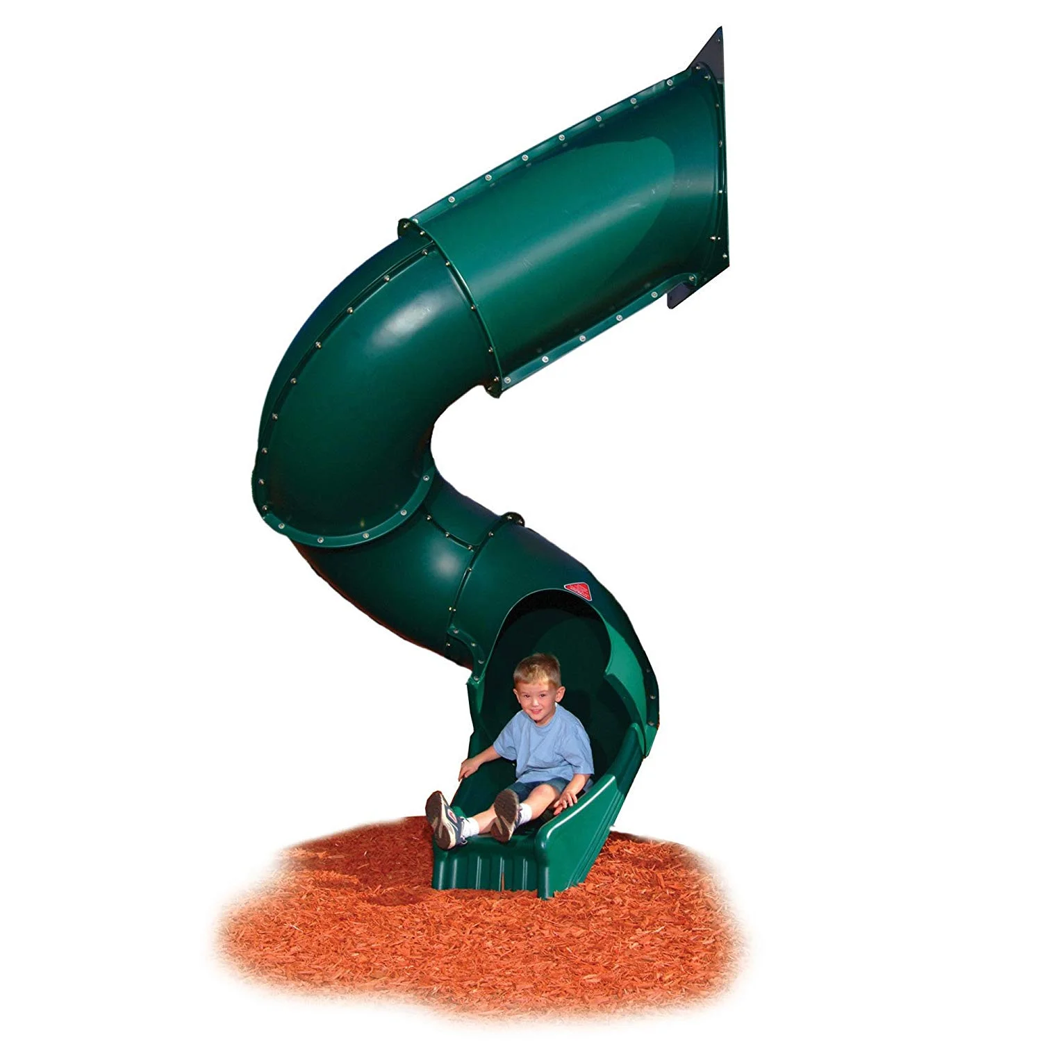 Swing-N-Slide Green Plastic Turbo Tube Slide for Backyard Swing Sets with Lifetime Warranty, For 7 Foot Deck Heights