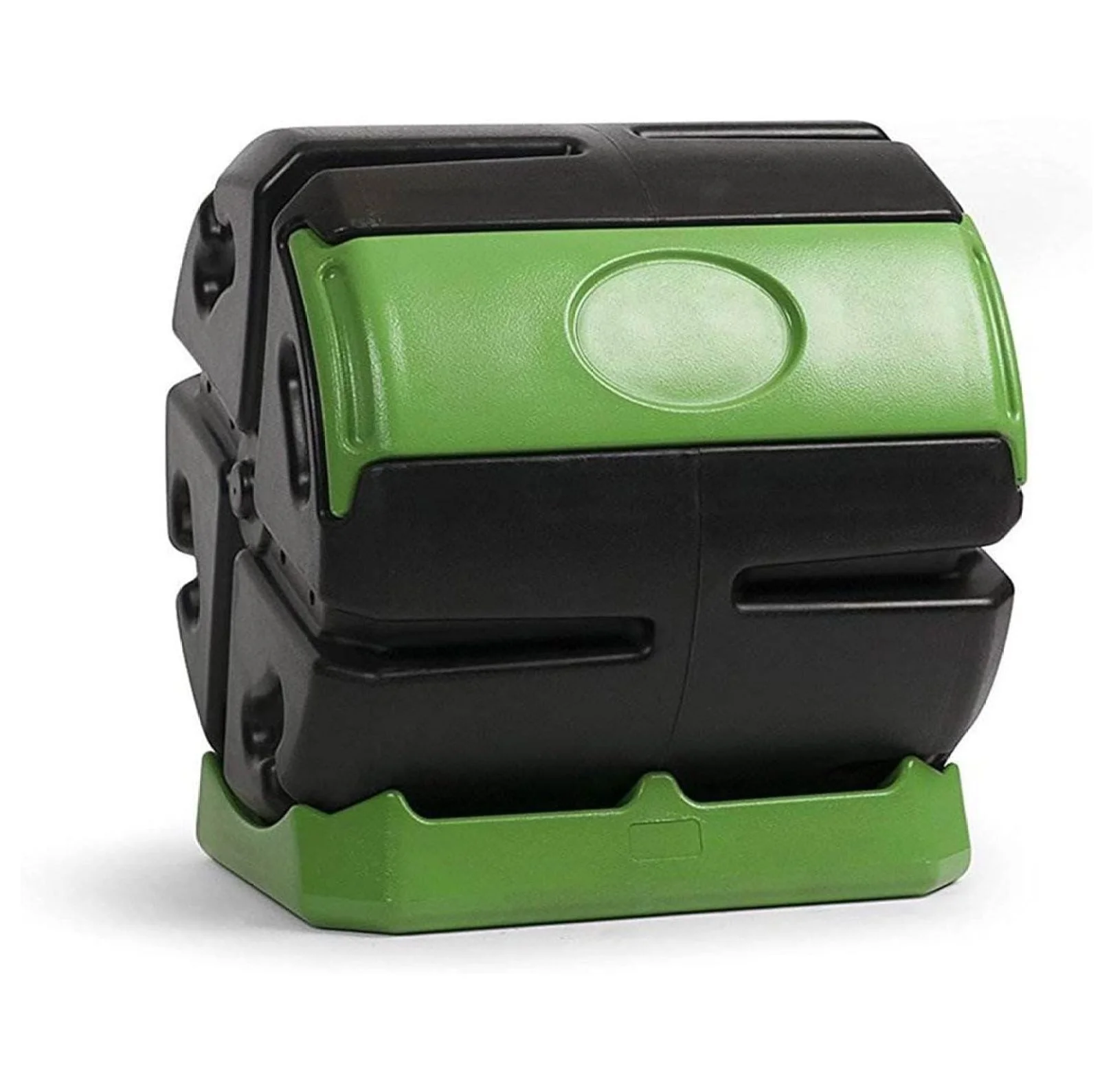 cMinc HOTFROG Rolling 37-Gallon Single Chamber Batch Tumbling Composter - Outdoor Rotating Garden Compost Bin, Black & Green