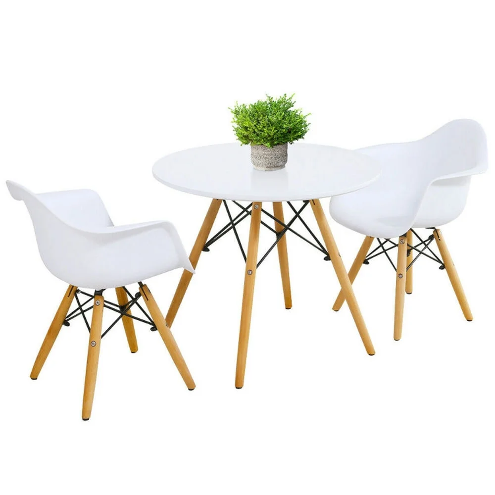 Canddidliike 3 Pieces Kid's Modern Round Table Chair Set, Kids Table for Arts & Crafts, Snack Time, Homeschooling, Homework