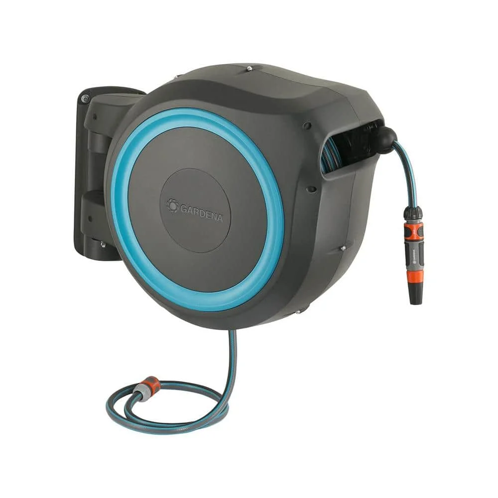 100 ft. Wall Mounted Retractable Hose Reel for Storage with Automatic Lock and Spring Loaded Hose Retraction