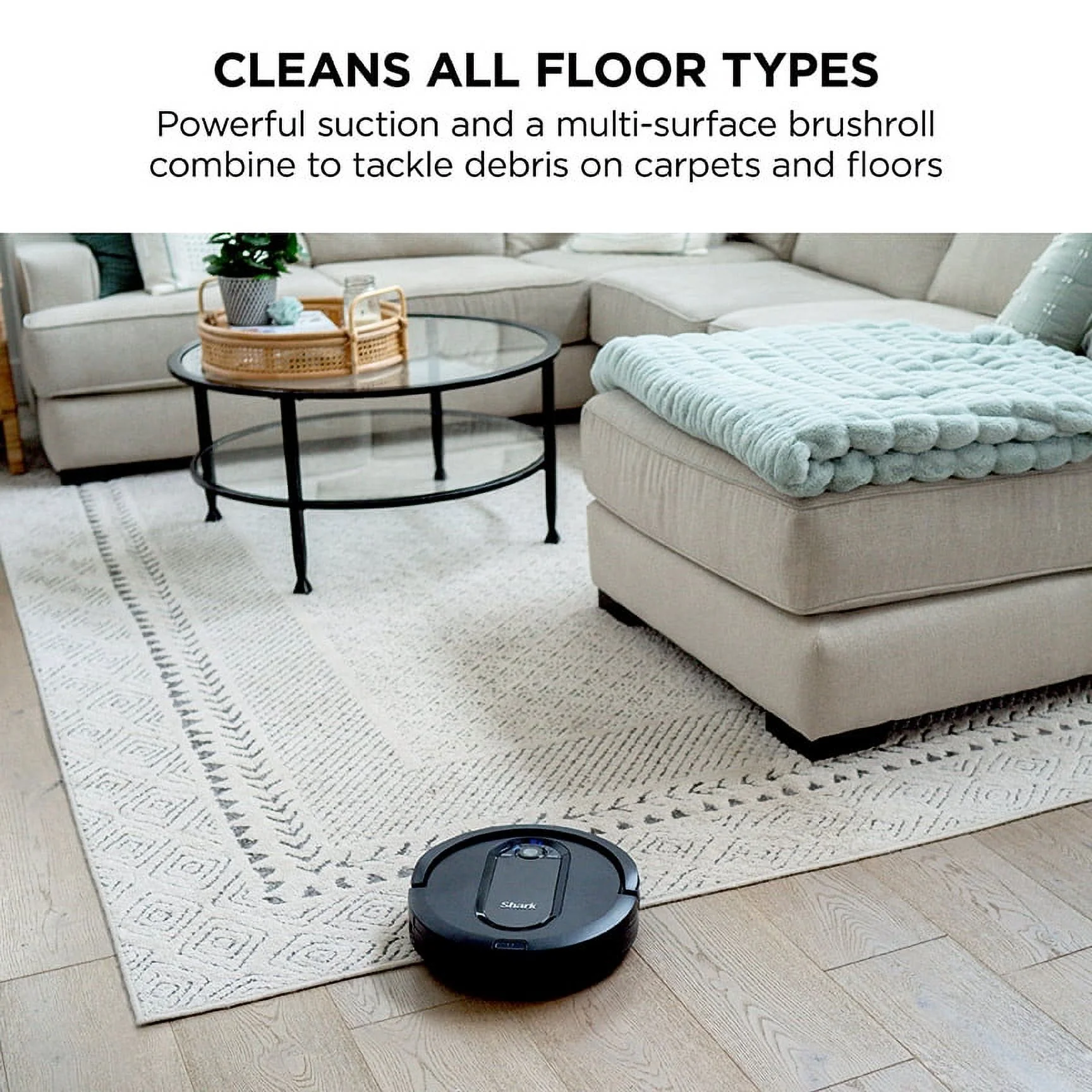 Shark EZ Robot Vacuum with Row-by-Row Cleaning, Powerful Suction, Wi-Fi, Carpets & Hard Floors,RV990