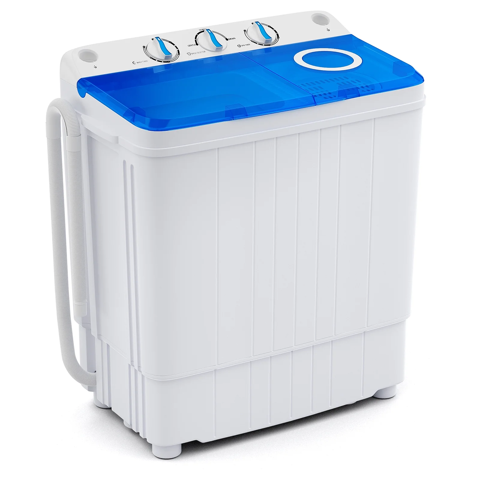 Costway Portable Washing Machine 17.6 lbs Twin Tub Laundry Washer with Drain Pump Blue