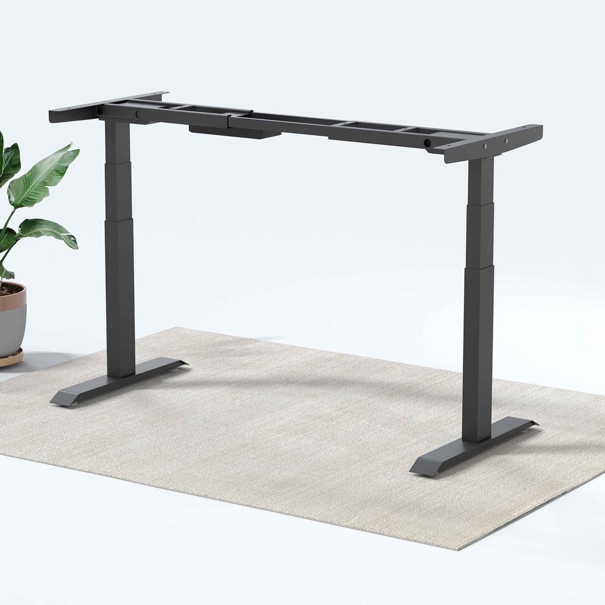 MotionGrey Height Adjustable German Electric Dual Motors Sit to Stand Computer Home and Office Standing Desk Riser - Black Frame