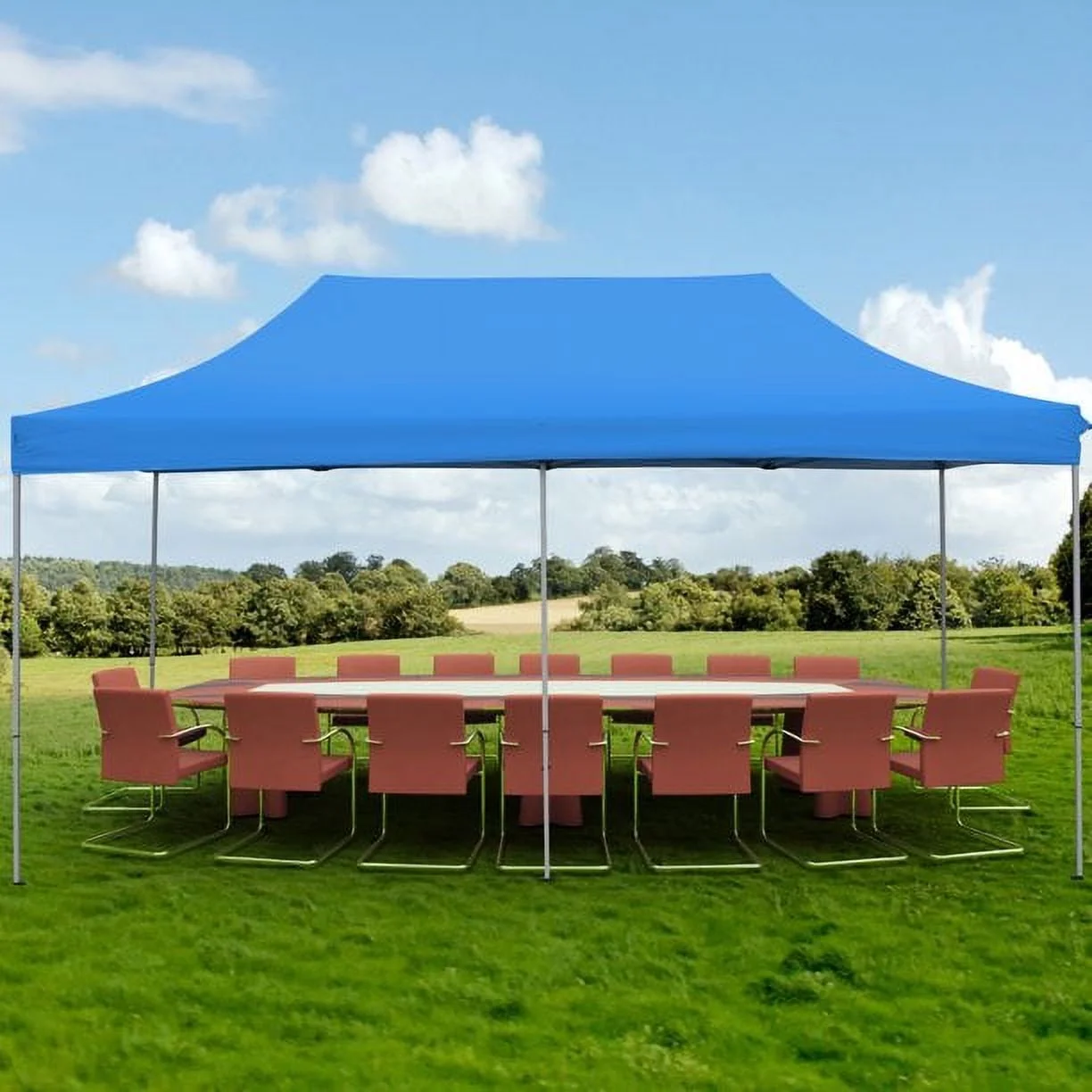 Outdoor Basic 10' x 20' Pop up Instant Canopies Tent with Wheeled Carrying Bag for Party Commercial Activity,Blue