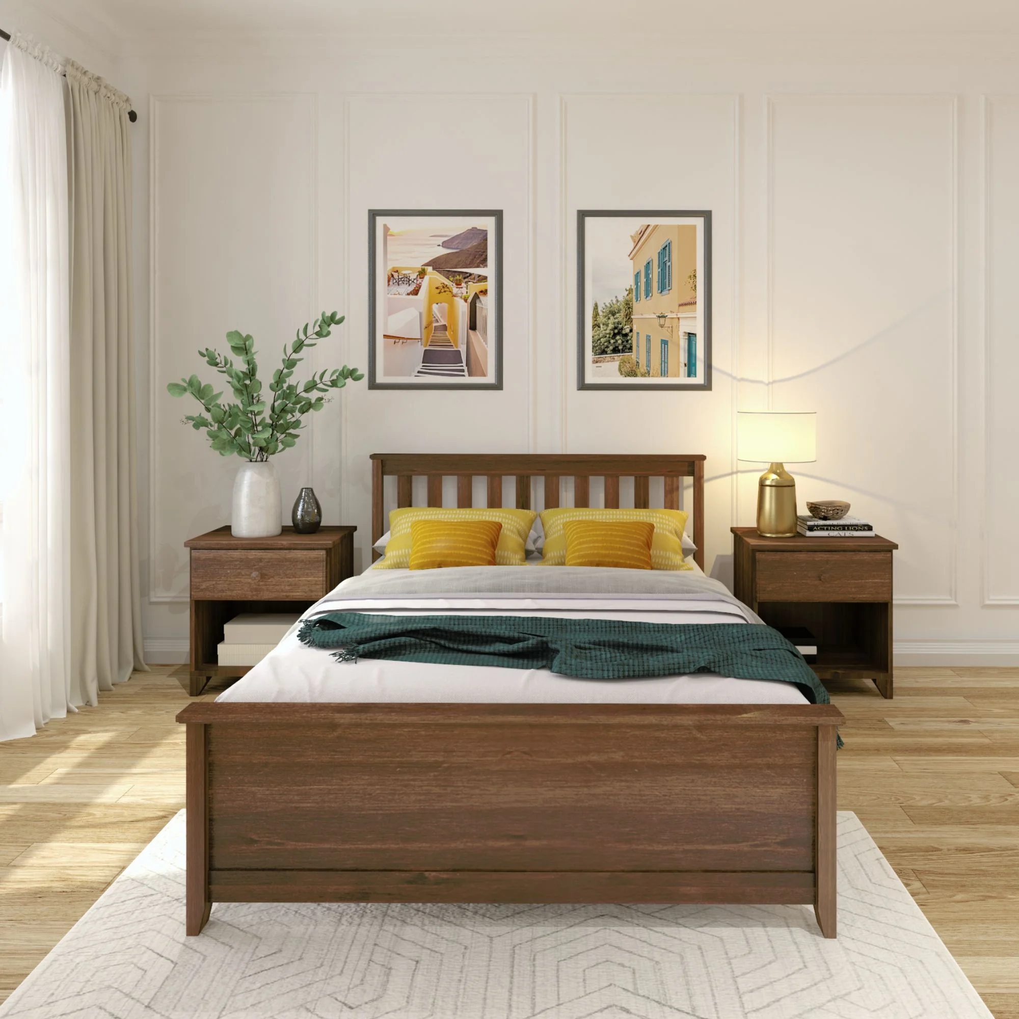 Plank+Beam Solid Wood Full Bed Frame with Headboard, Classic Full Size Adults Platform Bed