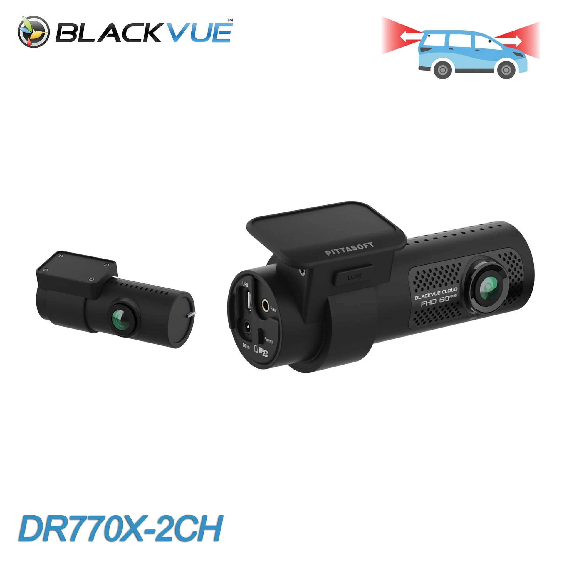BlackVue DR770X-2CH Front + Rear Dash Cam With 256GB Card | Cloud-Ready 1080p 60FPS GPS & WiFi