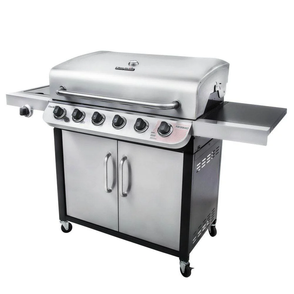 Charbroil Performance Series 6-burner Liquid Propane Gas Grill with Side Burner, Black & Stainless