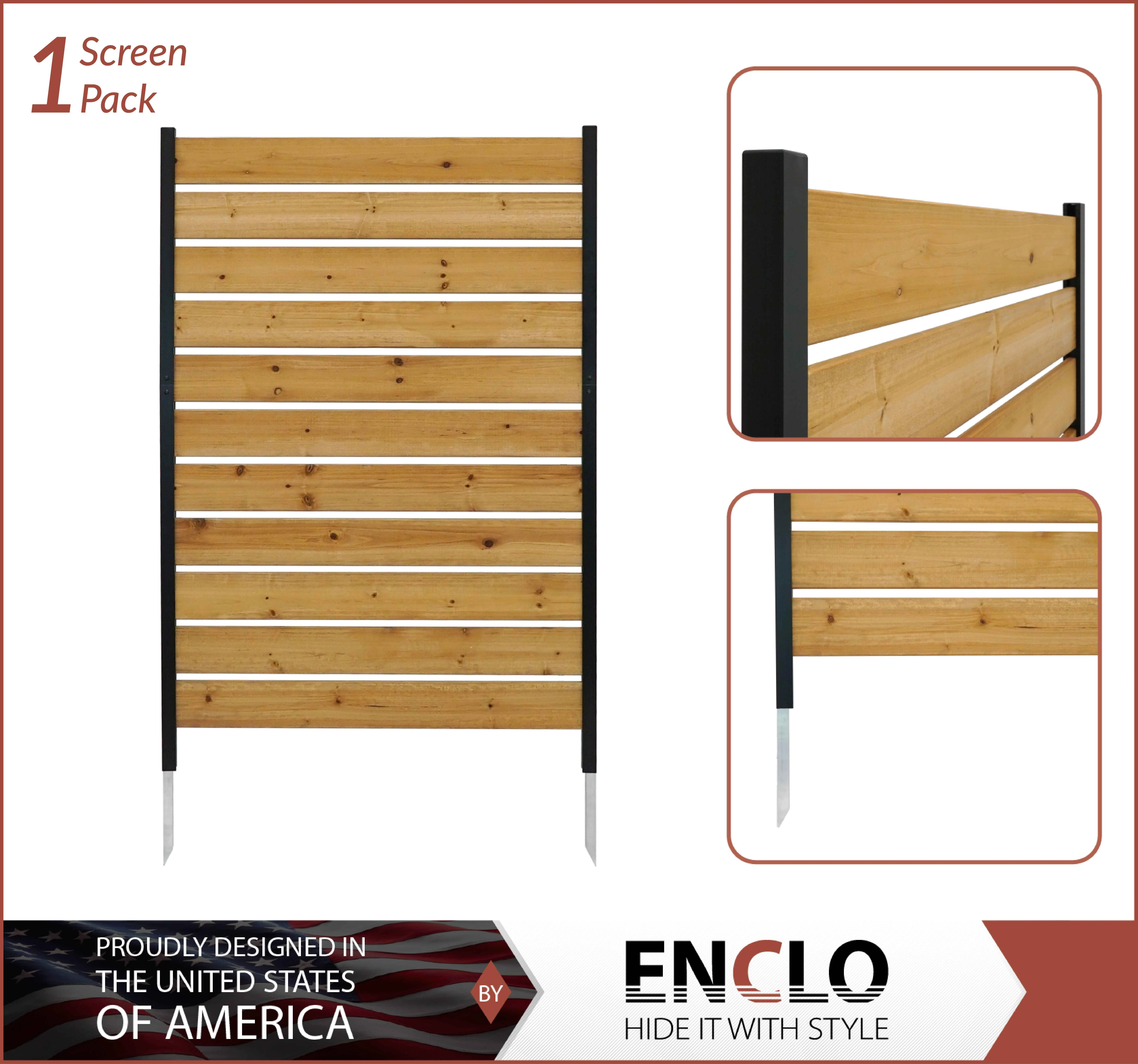 Enclo Privacy Screens EC18022 5ft H x 3.2ft W Concord Wood Outdoor Privacy Fence Screen, Perfect to Hide Trash Cans (1-Panel)