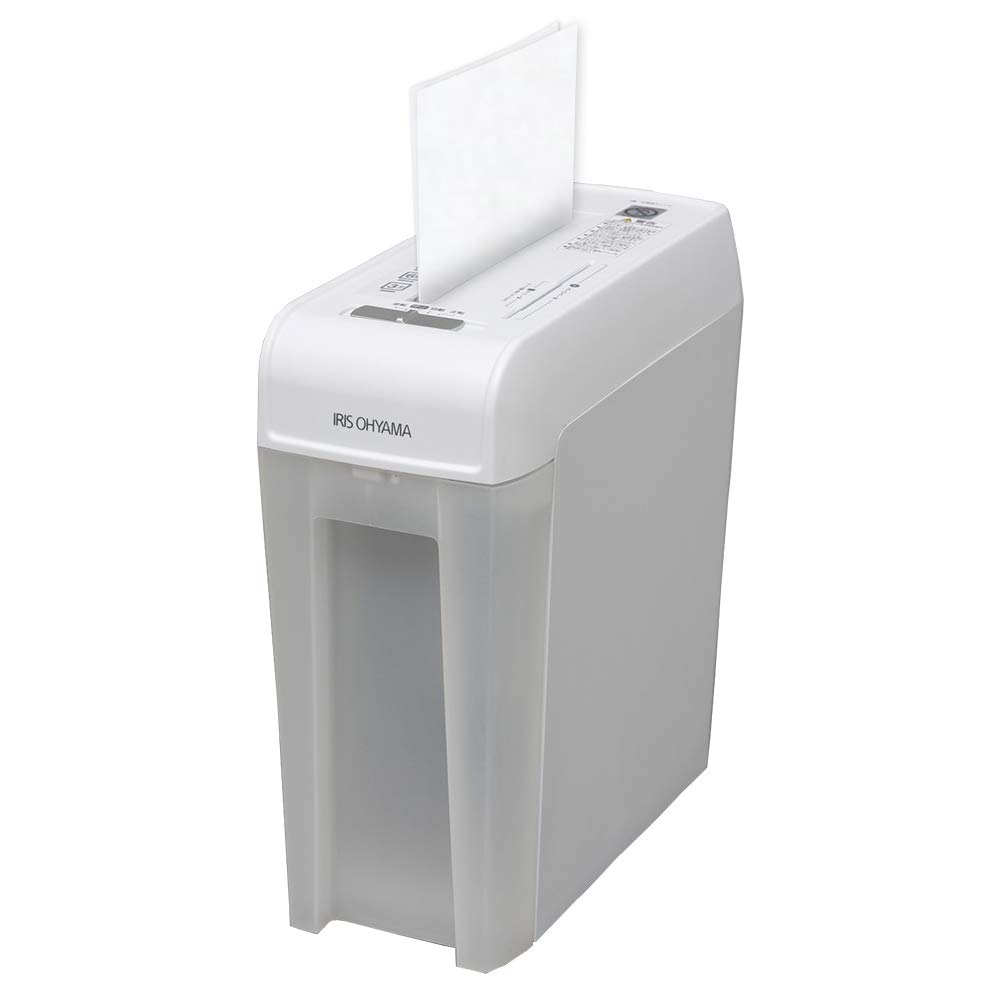 Iris Ohyama Fine Shredder, Micro Cross Cut, Shred 6 Sheets, 5 Minutes Continuous Use, Quiet, CD/DVD/Card Compatible, Dust Box 10.8L P6HMCS White