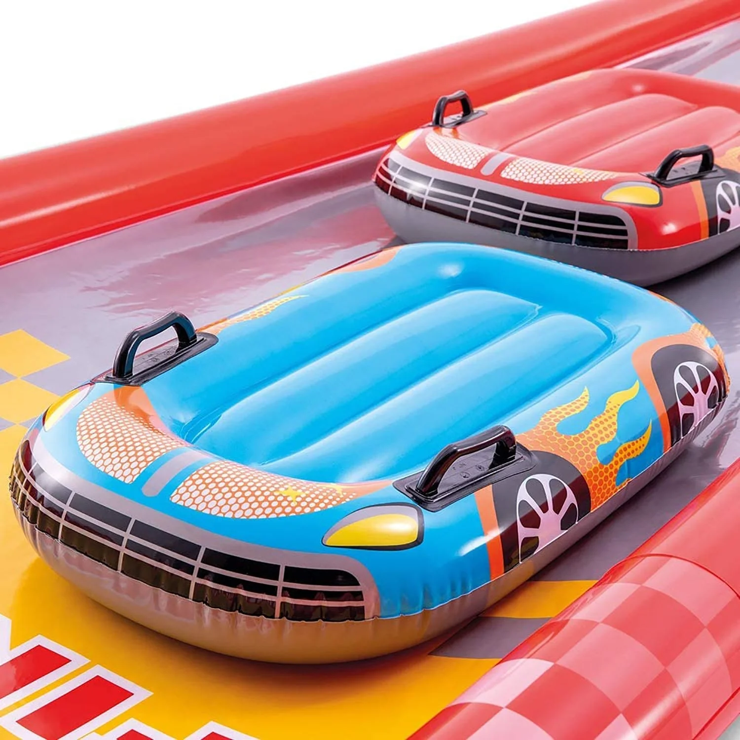 Intex - Inflatable Slide Mat, 18' 5'' X 3' 11'' x 2' 6'', Includes 2 Surfboards, Red