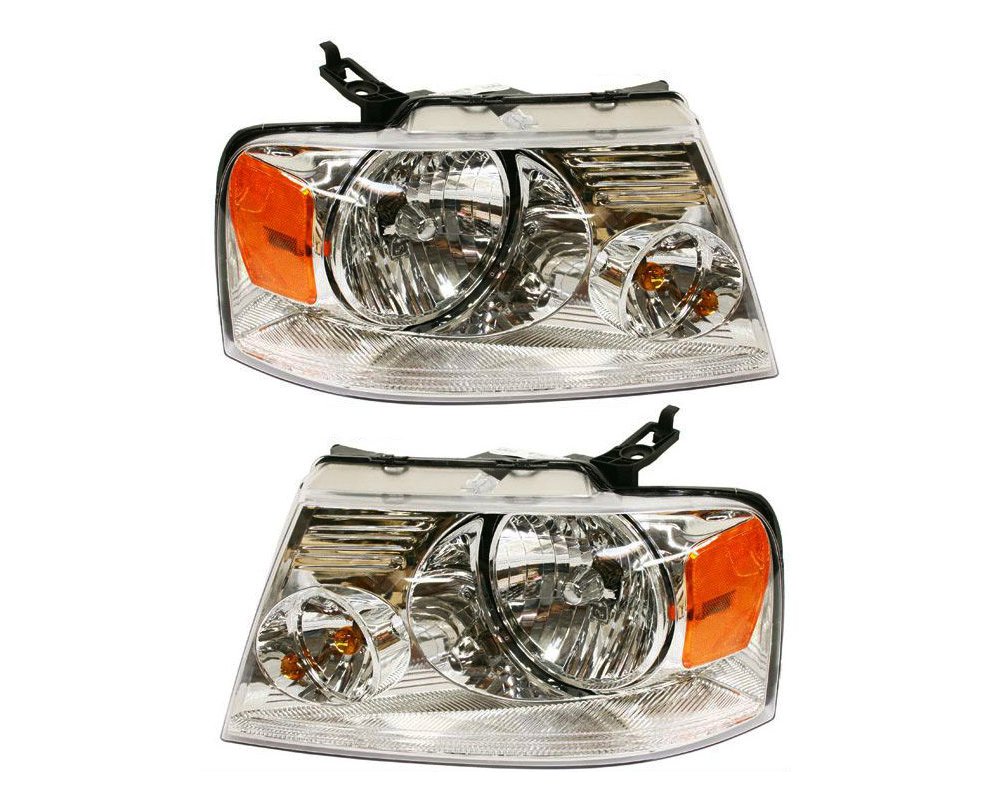 Headlight Compatible With 2006-2008 Lincoln Mark LT 2004-2008 Ford F-150 SET of 2 Left Driver and Right Passenger Side Halogen With bulb(s)