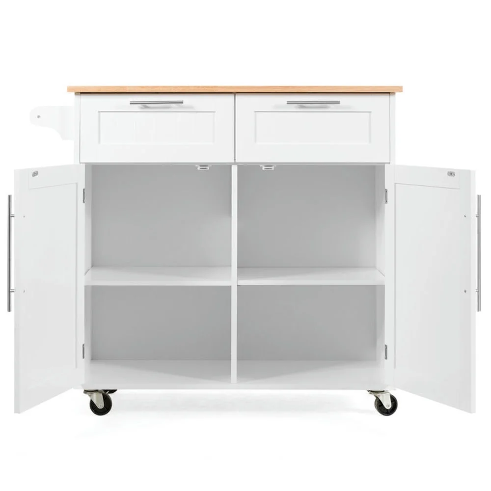 GVN Heavy Duty Rolling Kitchen Cart with Tower Holder and Drawer-White, Kitchen Island, Kitchen Island with Storage for Kitchen,Dinning Room