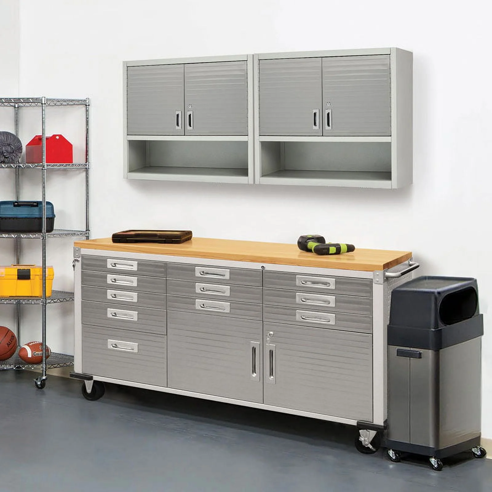 Seville Classics UltraHD Lockable Wall Cabinets with Open Shelf 36