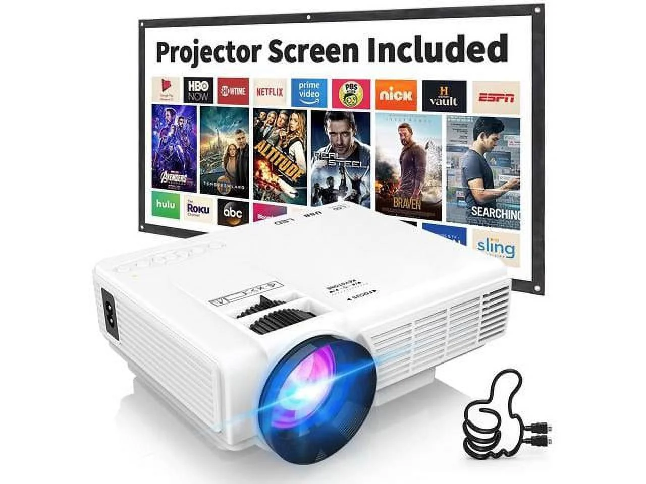 Latest Upgrade 7500Lumens Mini for Outdoor Movies, Full HD 1080P 170