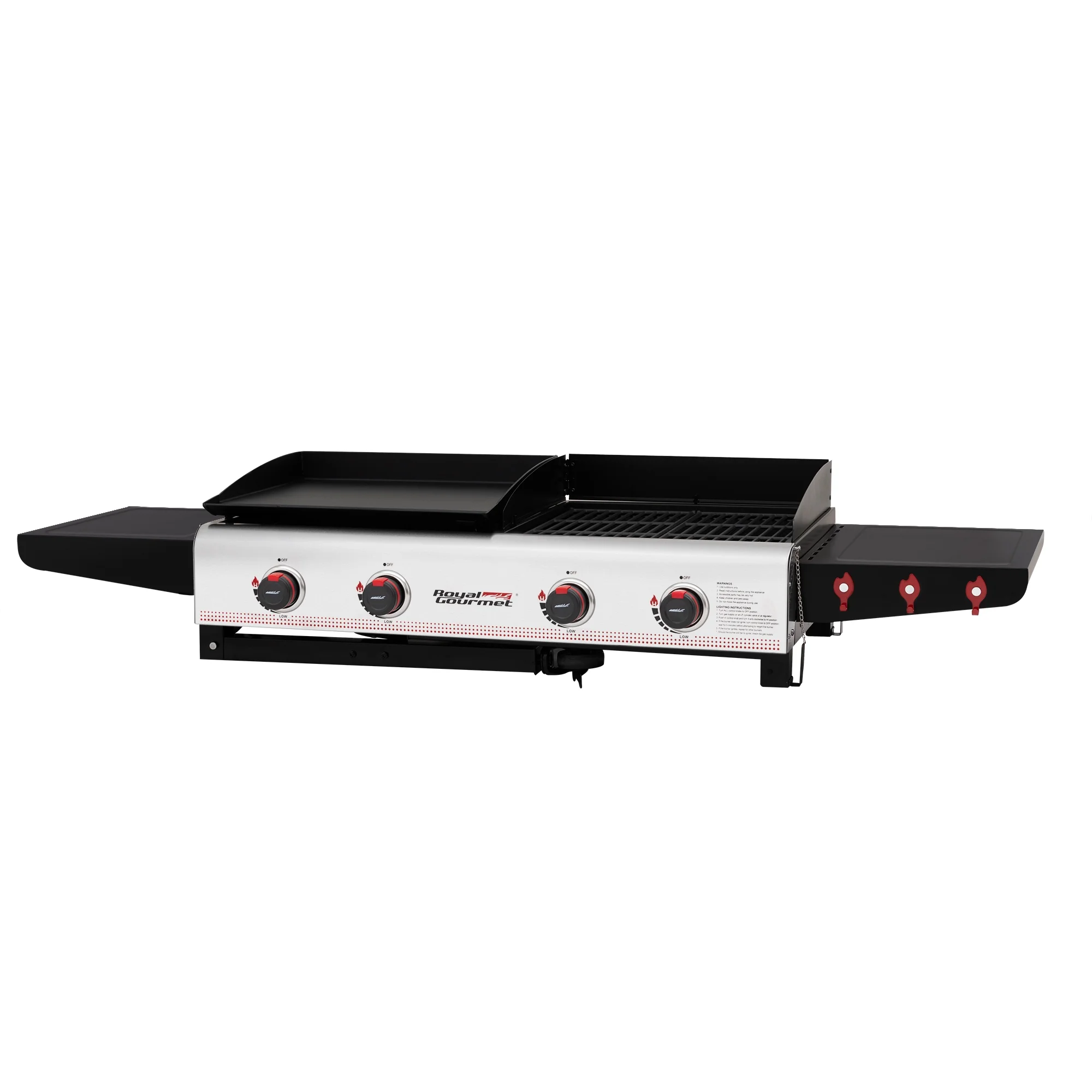 Royal Gourmet GD403 4-Burner Portable Flat Top Gas Grill and Griddle with Folding Legs
