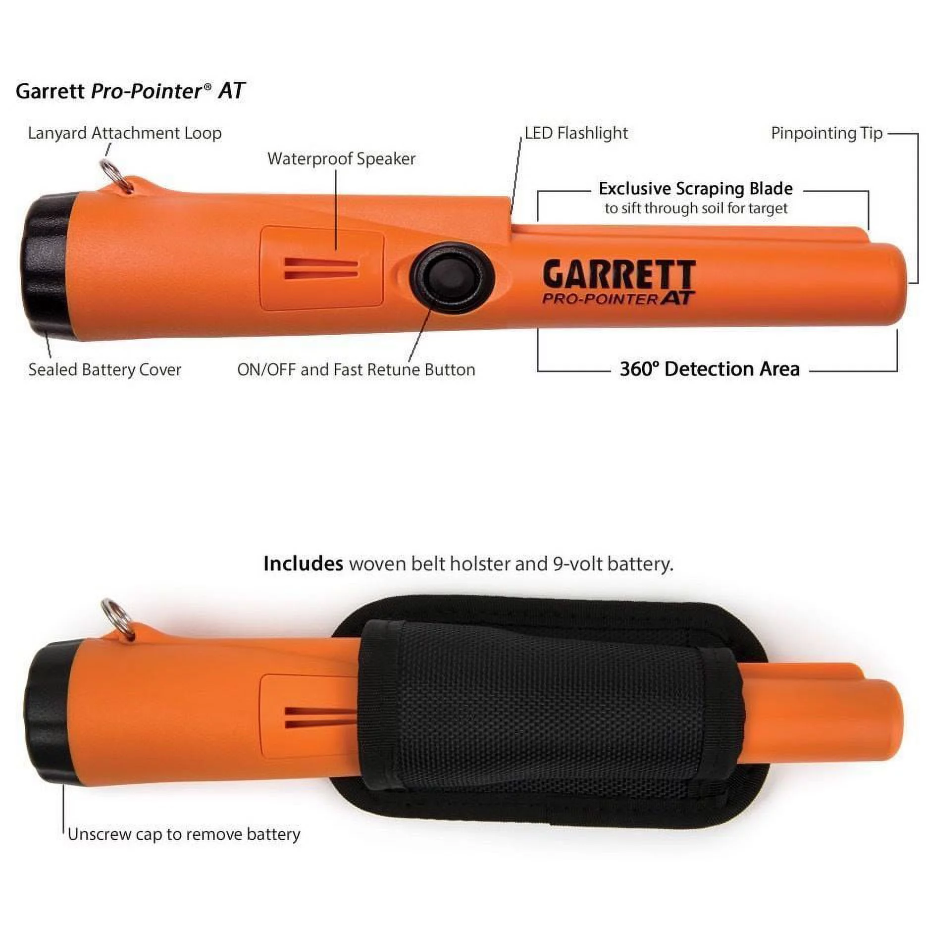 Garrett Pro Pointer AT Metal Detector Waterproof ProPointer with Garrett Camo Pouch