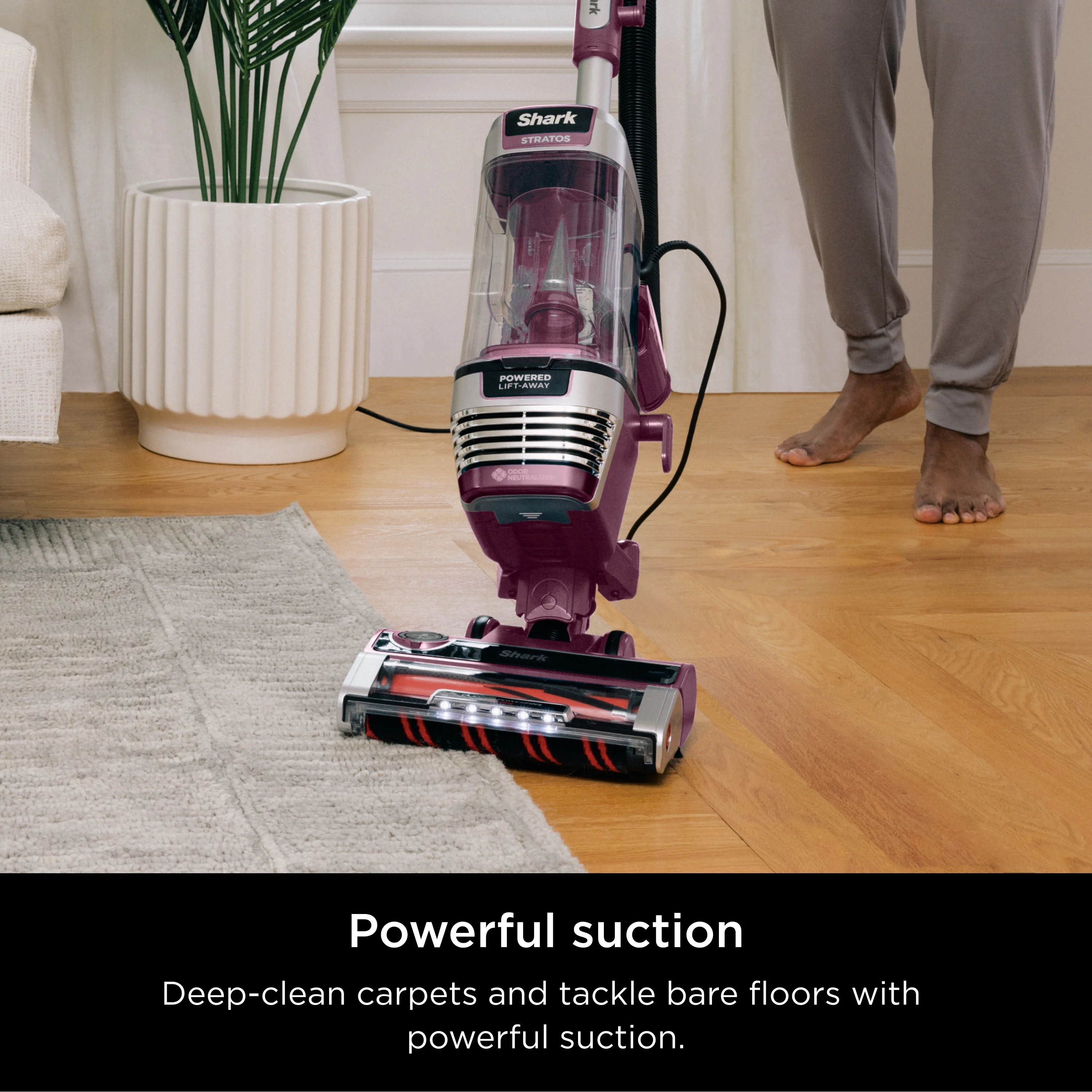 Shark Stratos Upright Vacuum with DuoClean PowerFins HairPro, Self-Cleaning Brushroll, Odor Neutralizer Technology, AZ3000