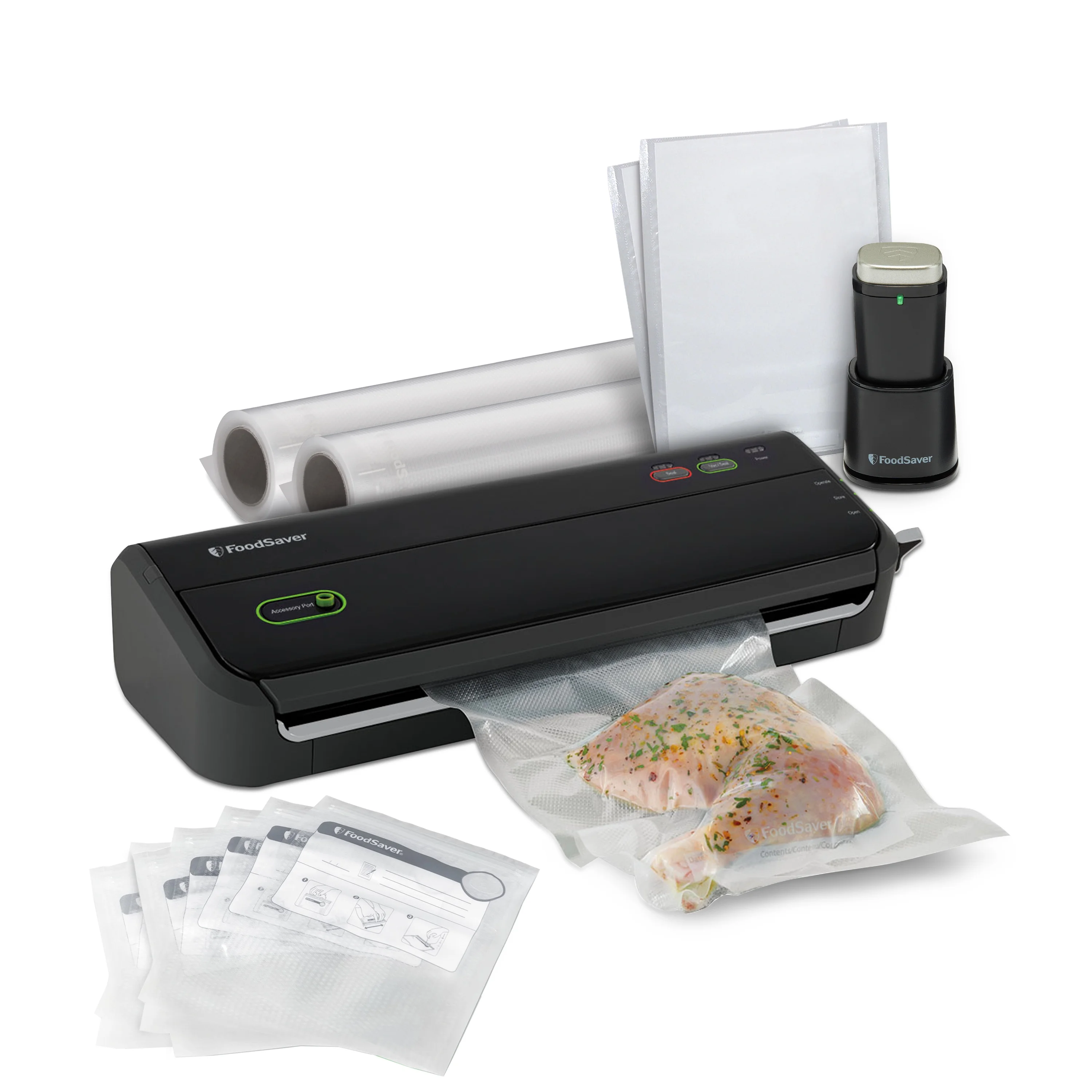 FoodSaver FM2000 Vacuum Sealer Machine with HandHeld Vaccum Sealer, Bags & Rolls,Bonus Pack, Black