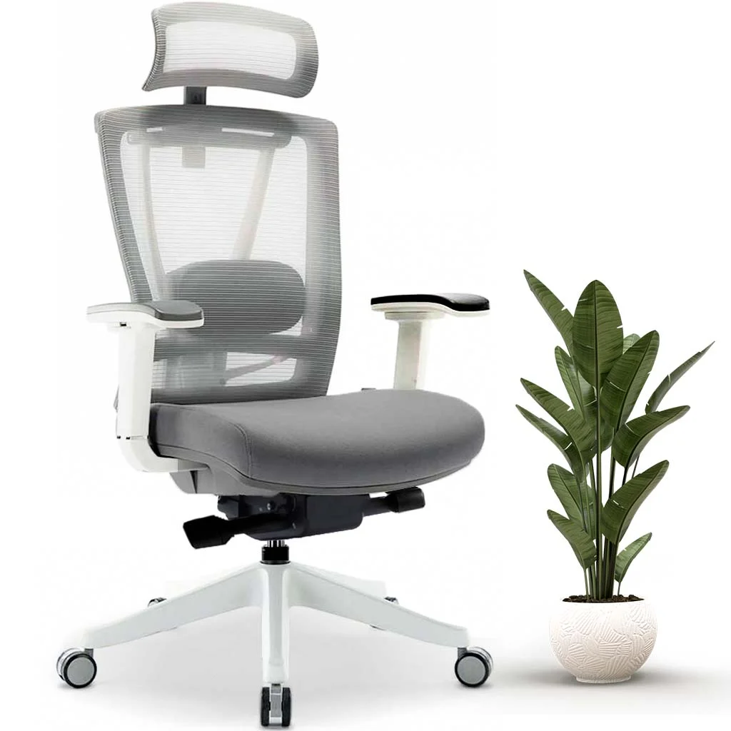 MotionGrey Cloud Mesh Series Executive Ergonomic Computer Desk Home Office Chair with 4D Armrest & Lumbar Support - White