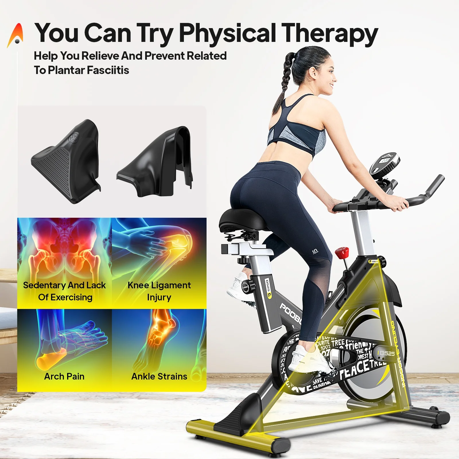 Pooboo Stationary Exercise bike Magnetic Resistance Cycling Bicycle with LCD Monitor for Indoor Cardio Workout 35 Lbs Flywheel Max Weight 330 Lbs