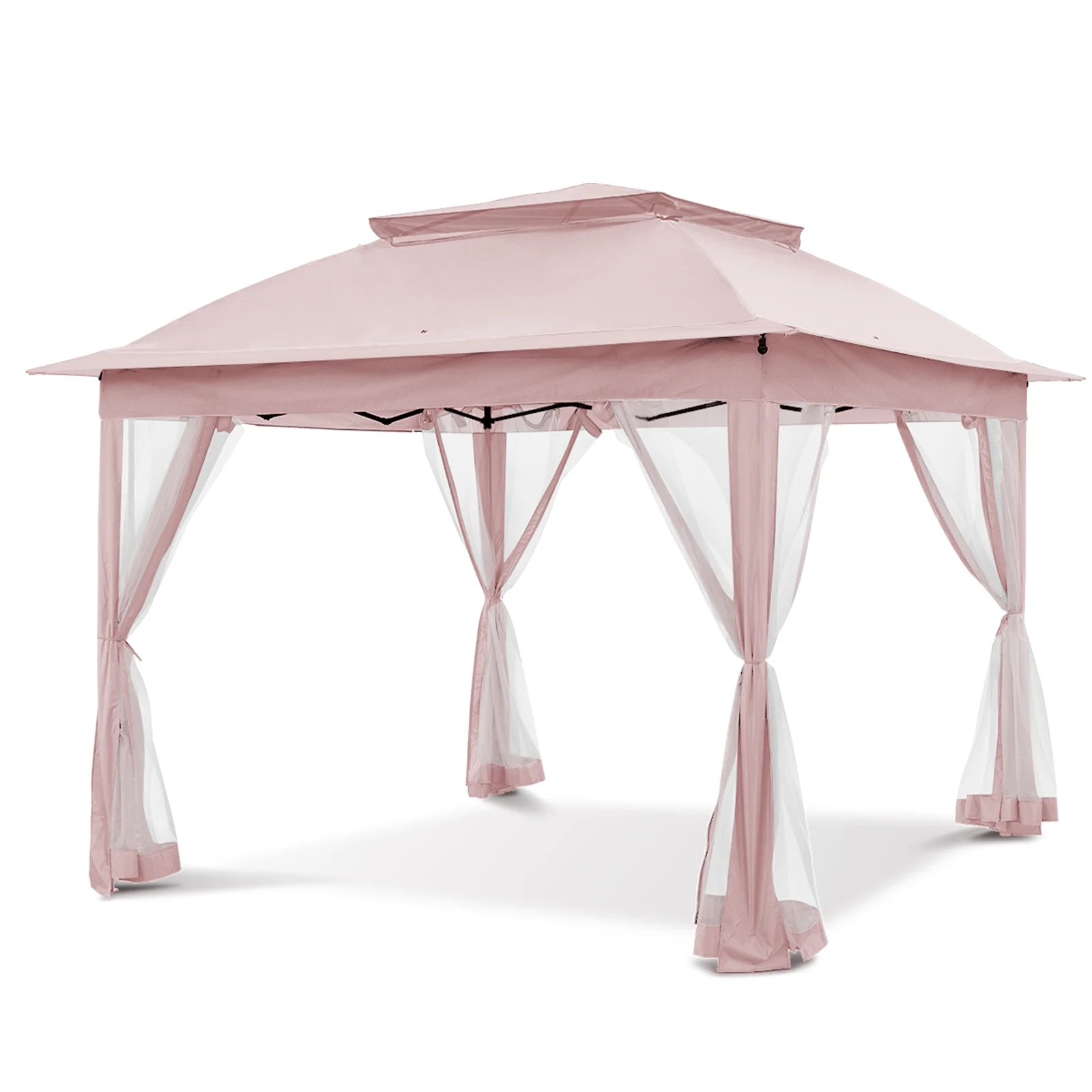 COOS BAY 11'x11' Pop-Up Instant Gazebo Tent with Mosquito Netting Outdoor Canopy Shelter with 121 Square Feet of Shade(Pink)