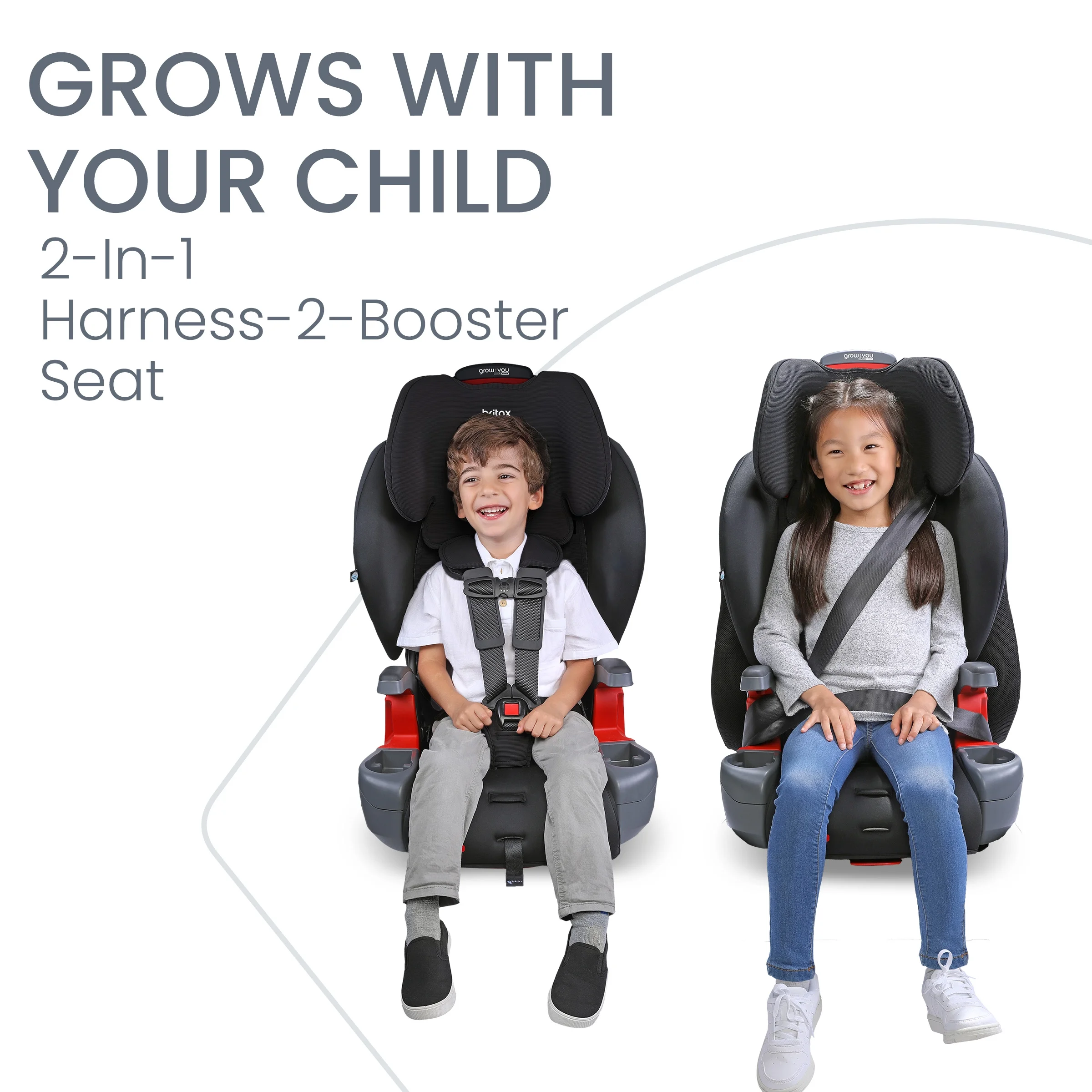 Britax Grow With You ClickTight Harness-2-Booster Car Seat, 2-in-1 High Back Booster, Black Contour