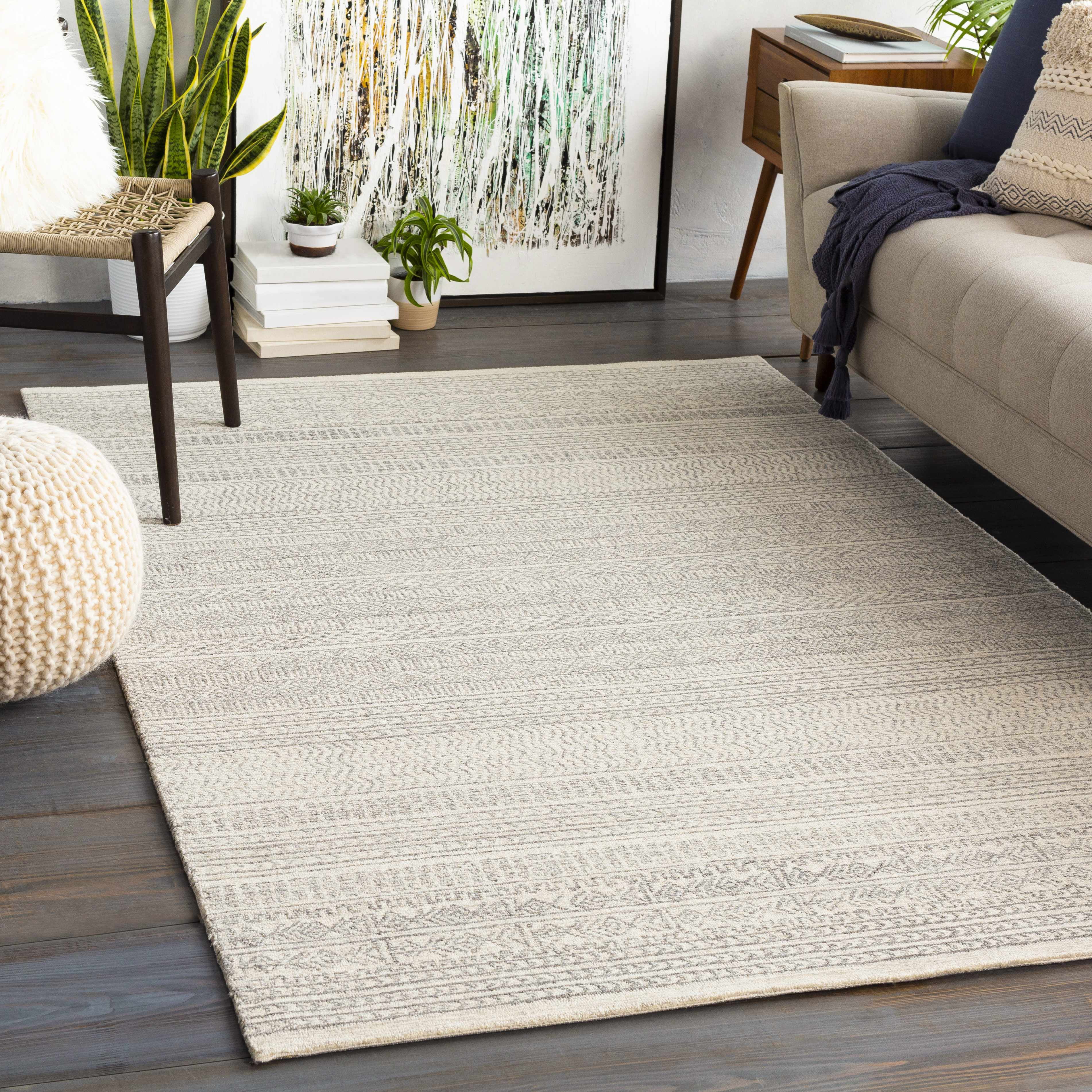 Hauteloom Kinmundy Wool Living Room, Bedroom Area Rug - Bohemian/Global - Brown, Gray, Ivory - 7'6