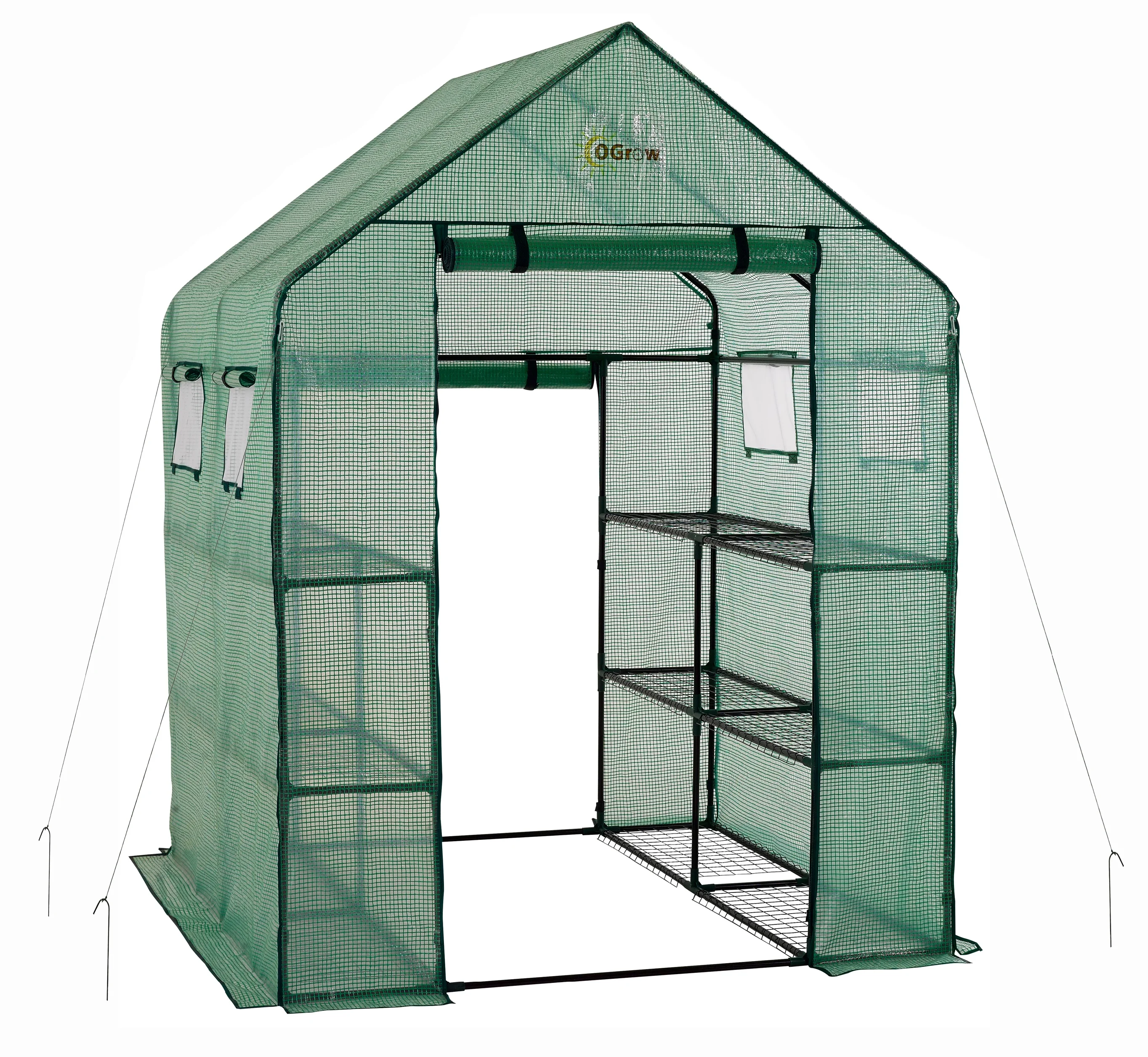 OGrow Mini Walk In Greenhouse for Outdoors Portable Green House 2 Tiers 8 Shelf 23.5lbs