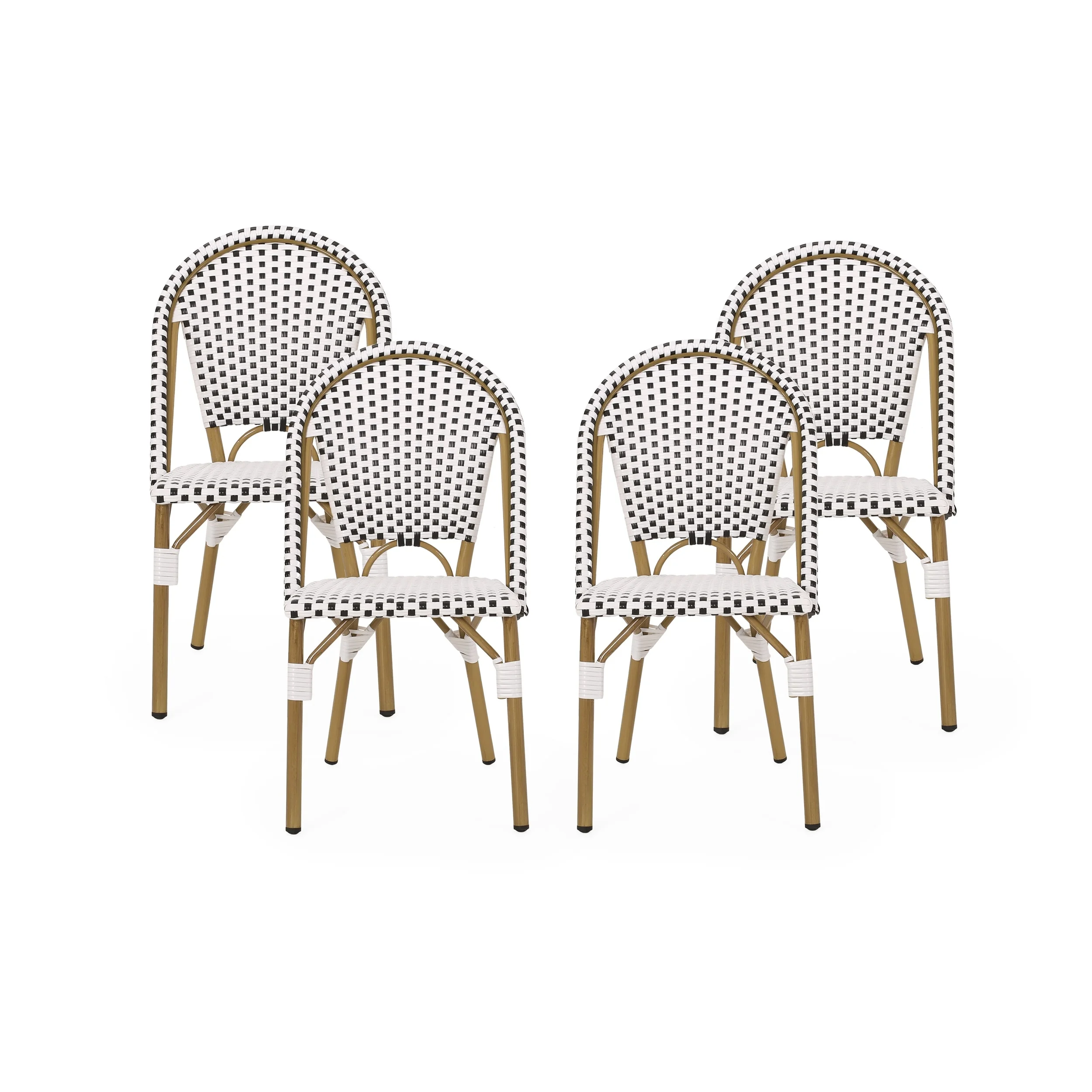 Christopher Knight Home Elize Outdoor French Bistro Chairs (Set of 4) by Black + White + Bamboo Print Finish