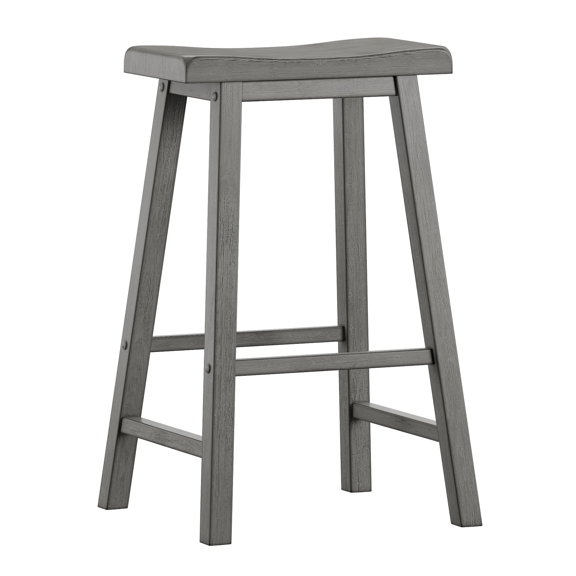 Weston Home Ashby Saddle Seat 29-inch Bar Height Backless Stools, Set of 2, Antique Grey