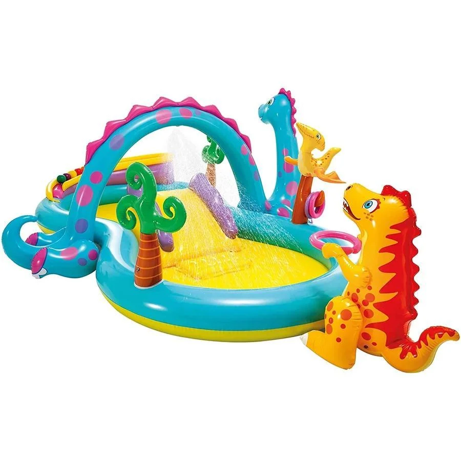 Intex - DinoLand Aquatic Playground, 118 '' x 90 '' x 44 '', Includes 1 Slide and Accessories