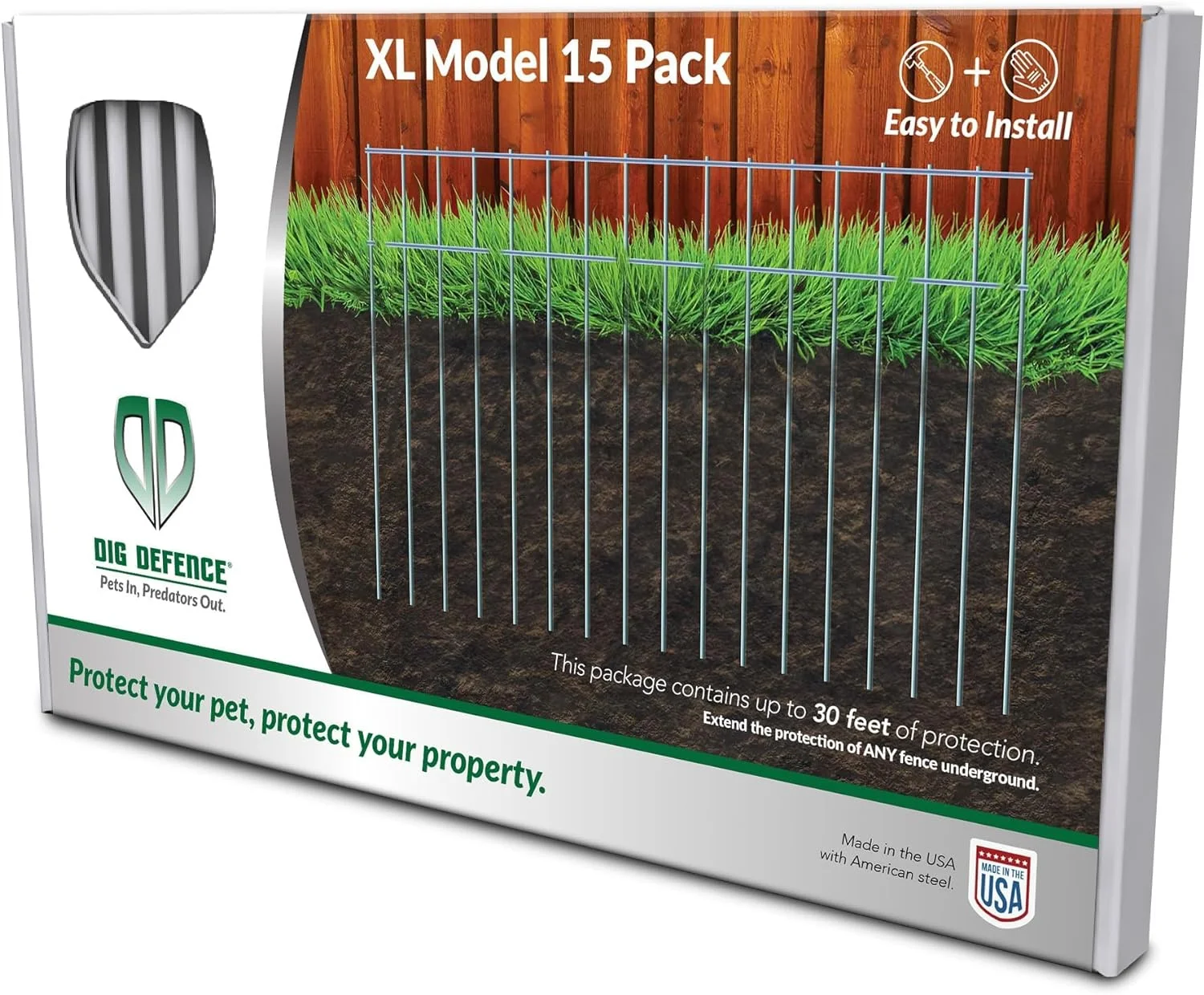 Dig Defence Dog Fence No Dig Barrier Fence Panels for Pets and Yard Protection 15 Pack XL Up to 30 Feet