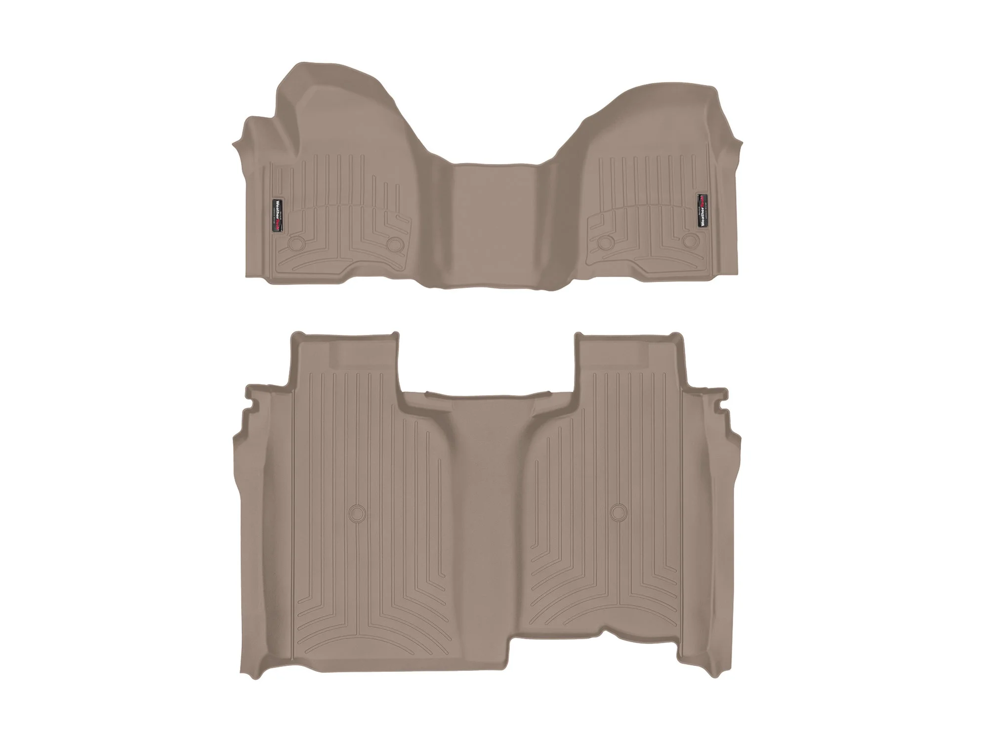 WeatherTech Custom Fit FloorLiners compatible with 4514911-4514365 - 1st Row Over-The-Hump & 2nd Row Tan